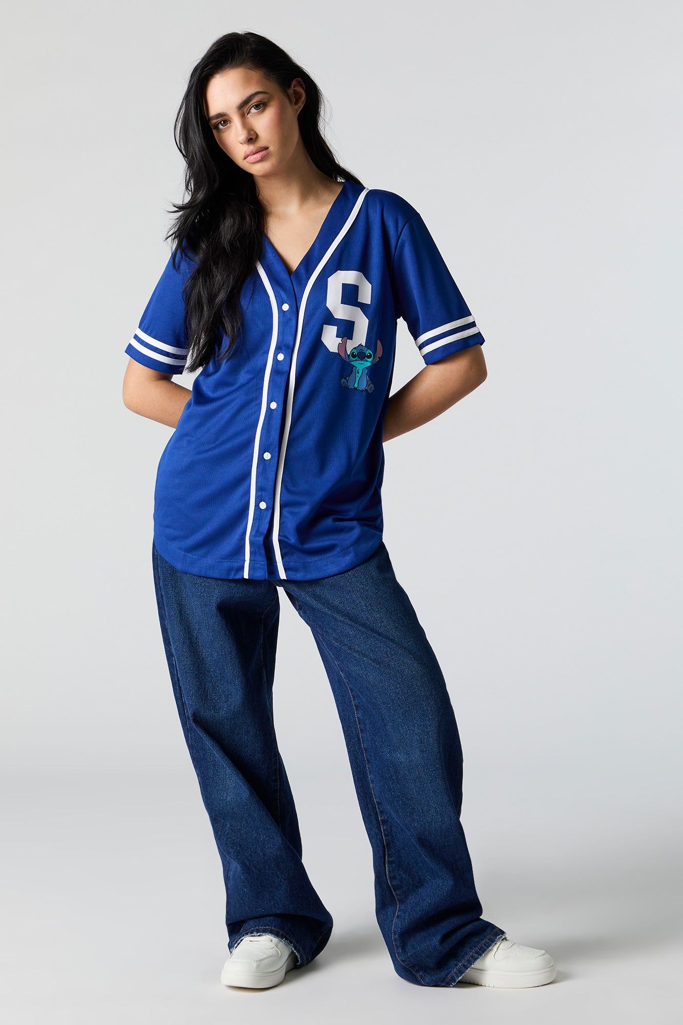 Stitch Graphic Mesh Baseball Jersey sold by Charlotte Russe product image thumbnail 3