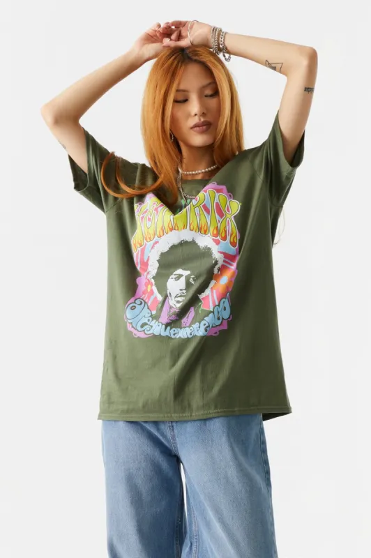 Groovy Jimi Hendrix Graphic Boyfriend T-Shirt sold by Charlotte Russe
