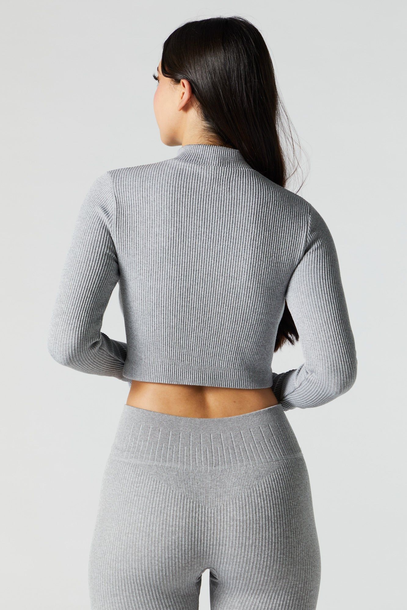 Grey Sommer Ray Active Seamless Zip-Up Top sold by Charlotte Russe product image thumbnail 2