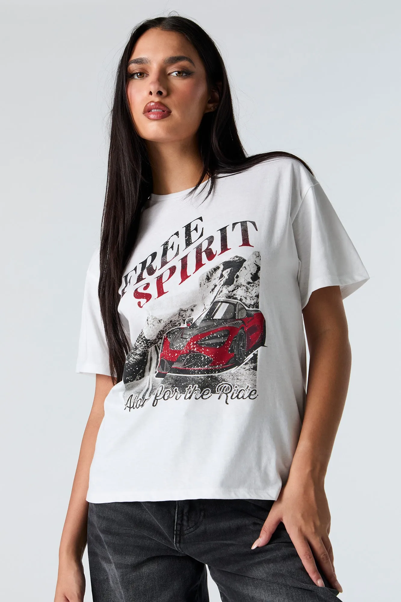 Free Spirit Graphic Boyfriend T-Shirt sold by Charlotte Russe