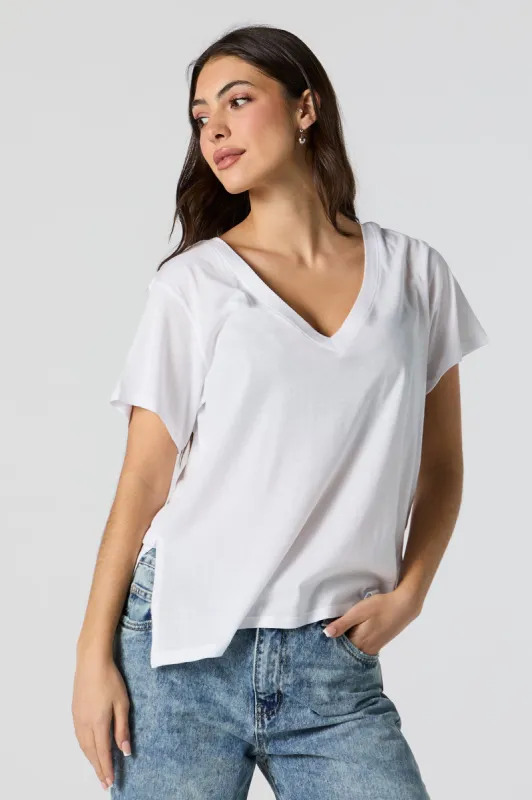 Oversized V-Neck T-Shirt sold by Charlotte Russe