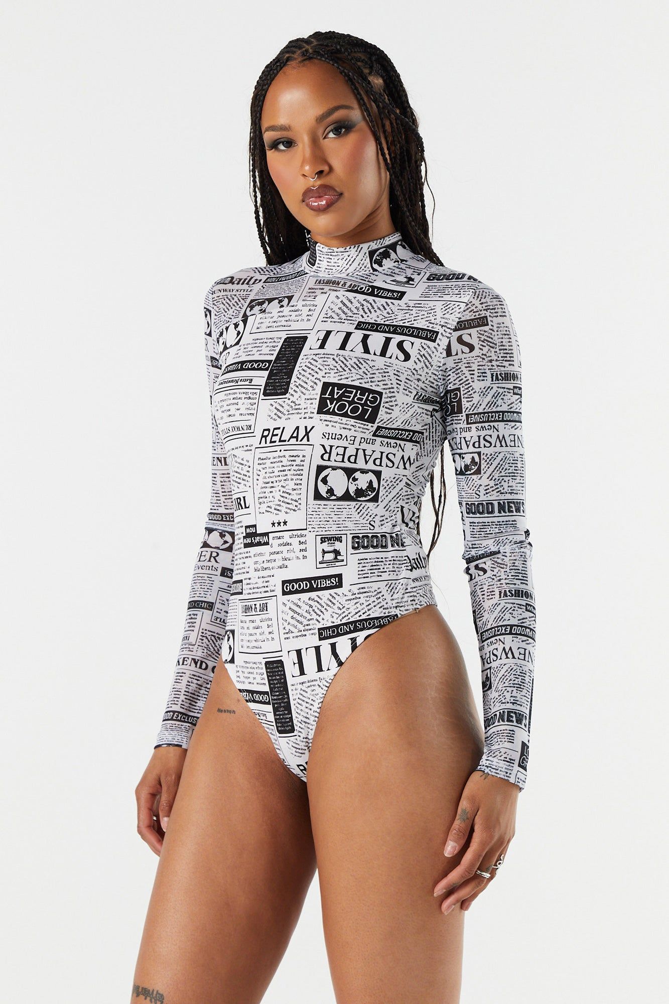 Mesh Cut Out Bodysuit sold by Charlotte Russe product image thumbnail 3