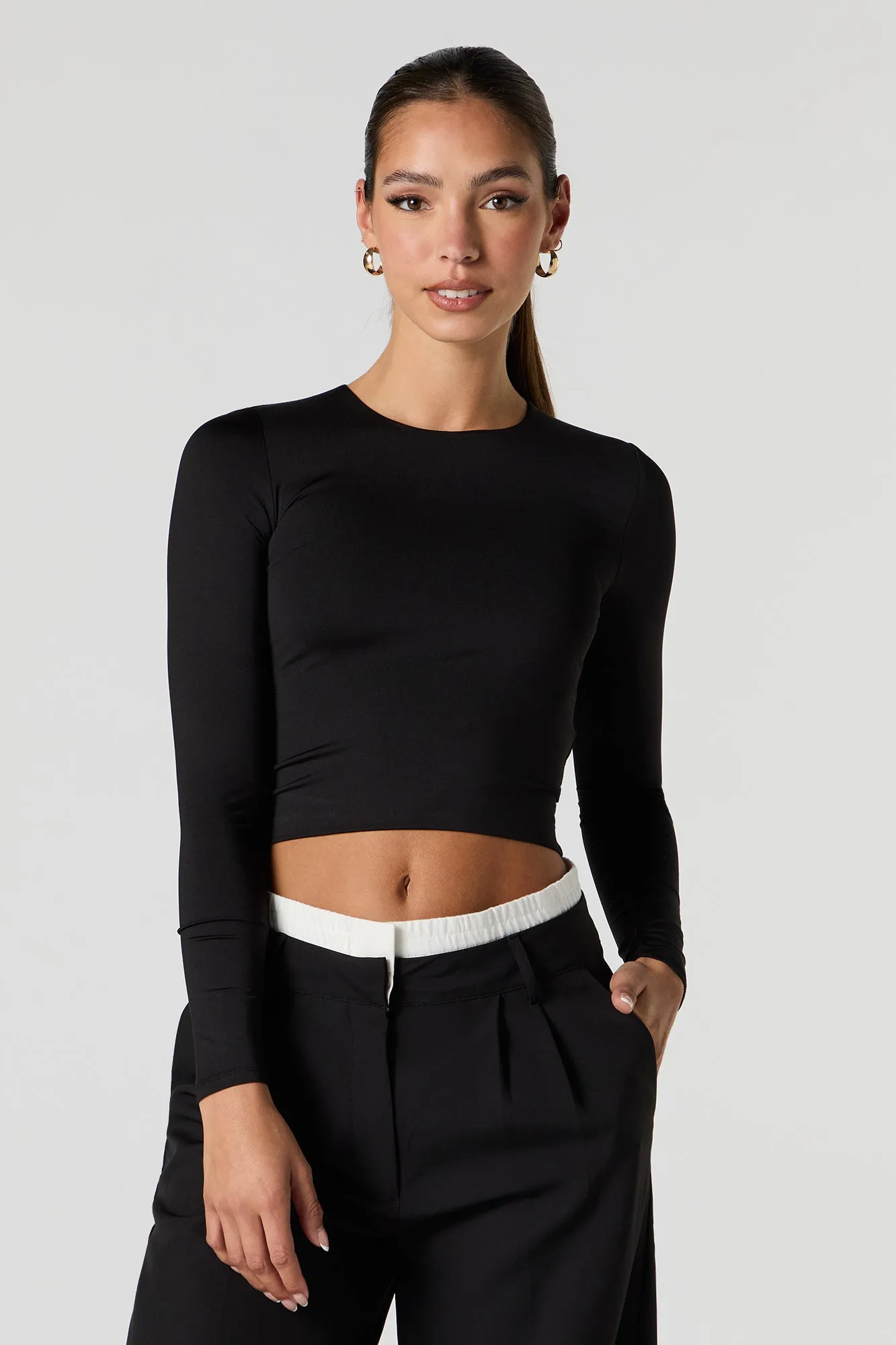Contour Crewneck Long Sleeve Top sold by Charlotte Russe product image thumbnail 4