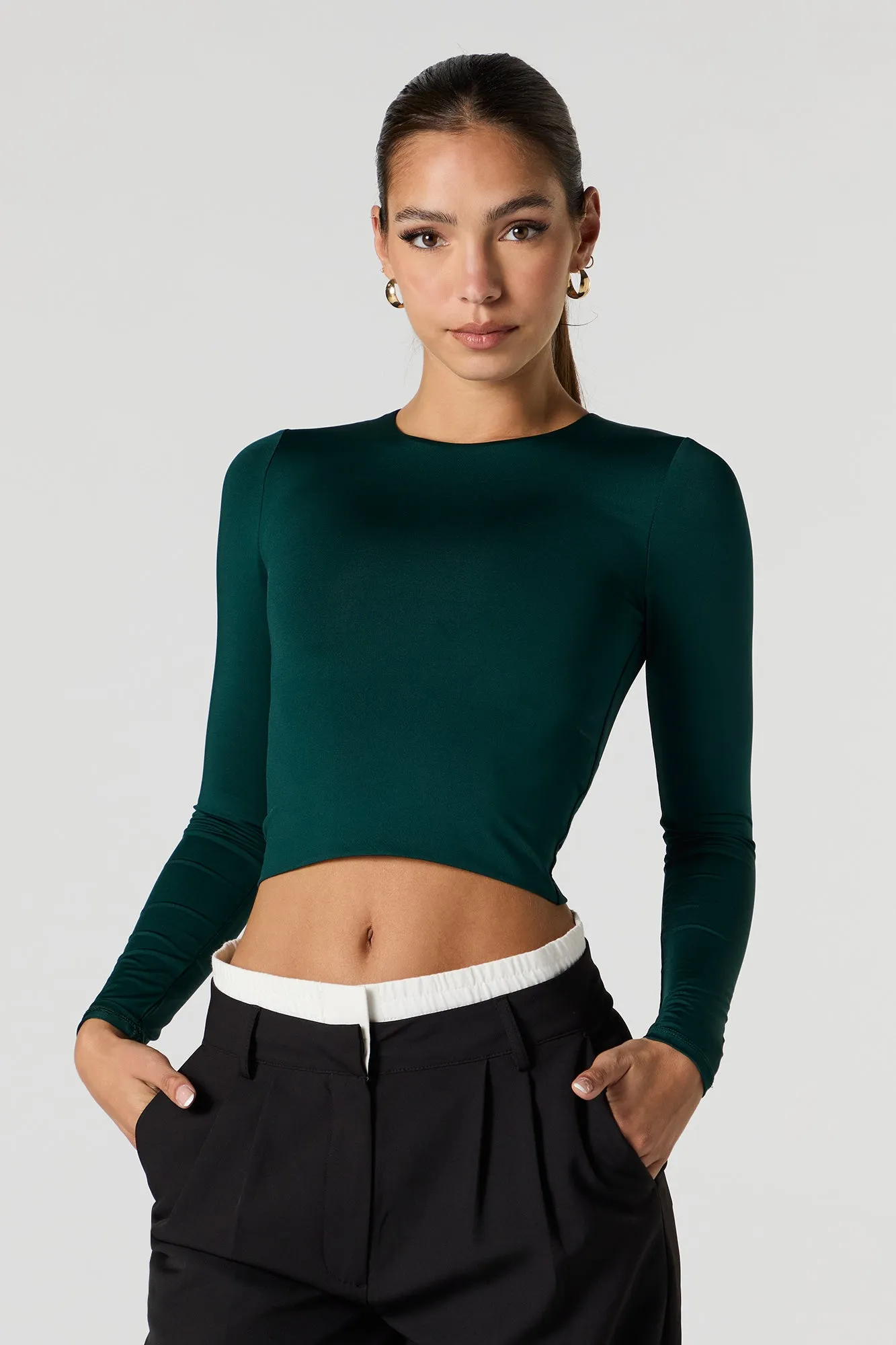 Contour Crewneck Long Sleeve Top sold by Charlotte Russe