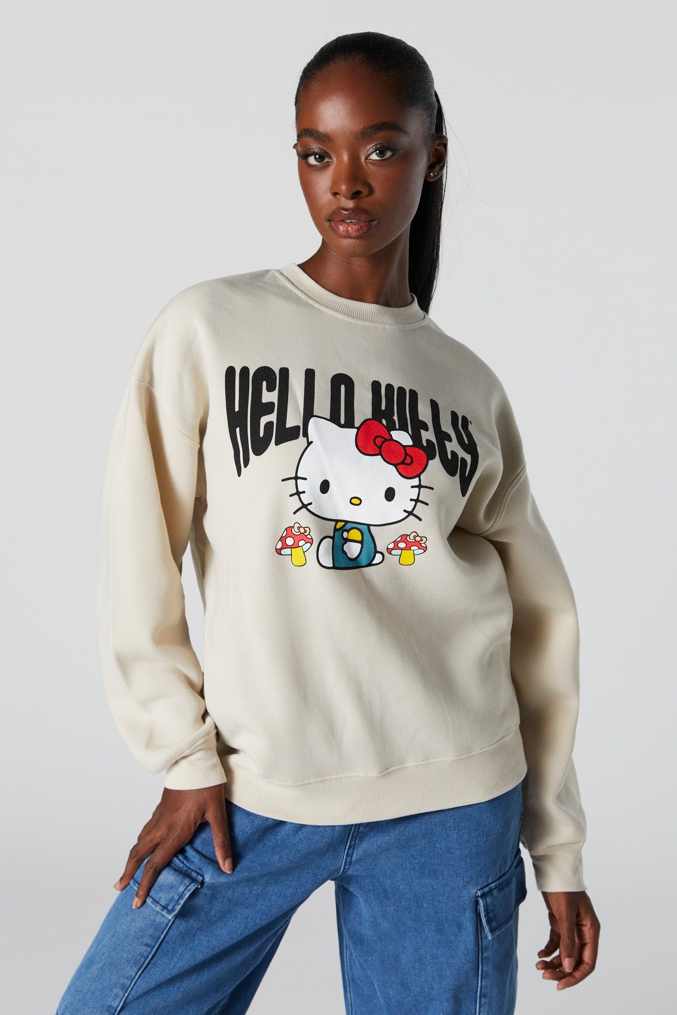 Hello Kitty Graphic Fleece Sweatshirt sold by Charlotte Russe