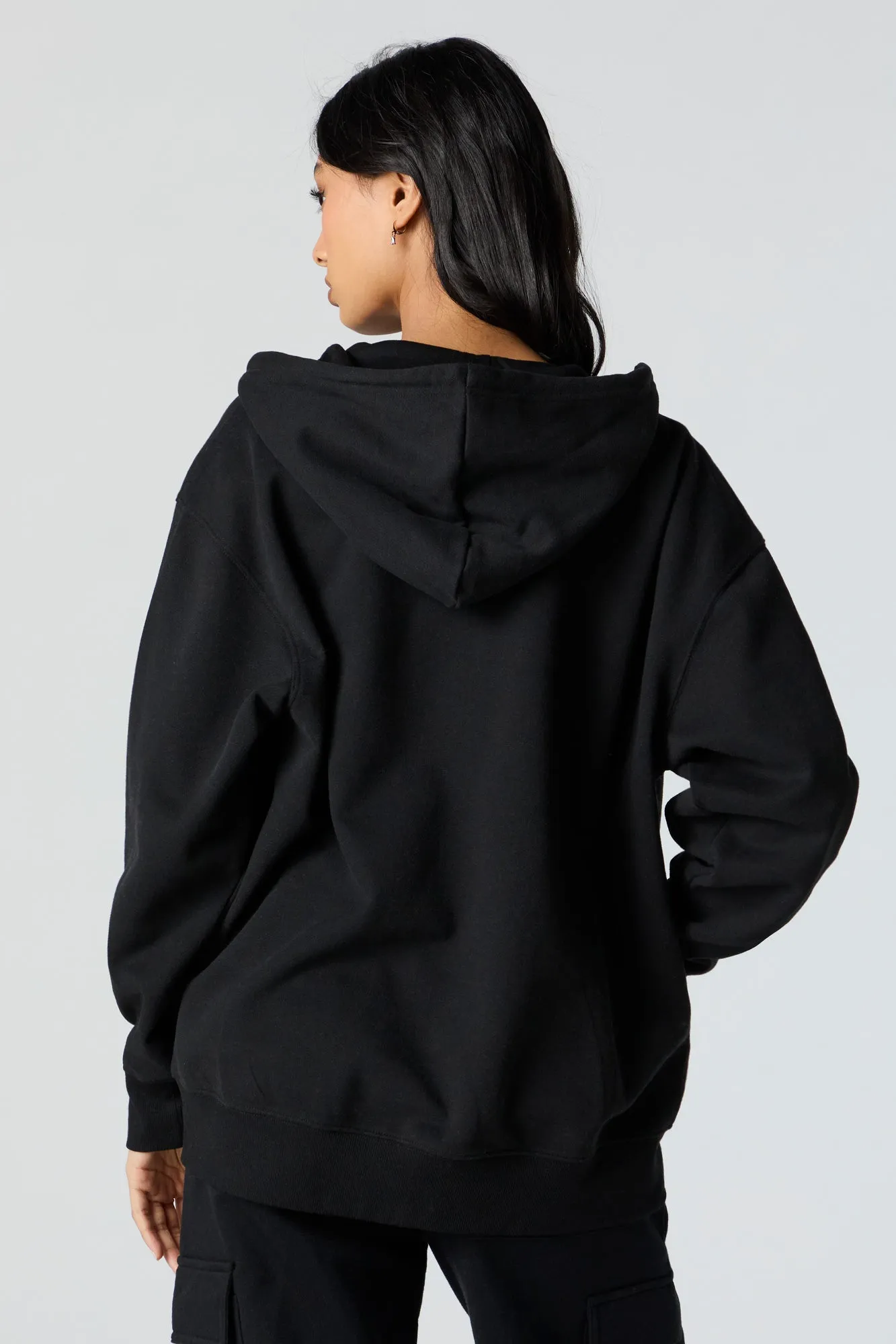 Fleece Oversized Zip-Up Hoodie sold by Charlotte Russe product image thumbnail 5