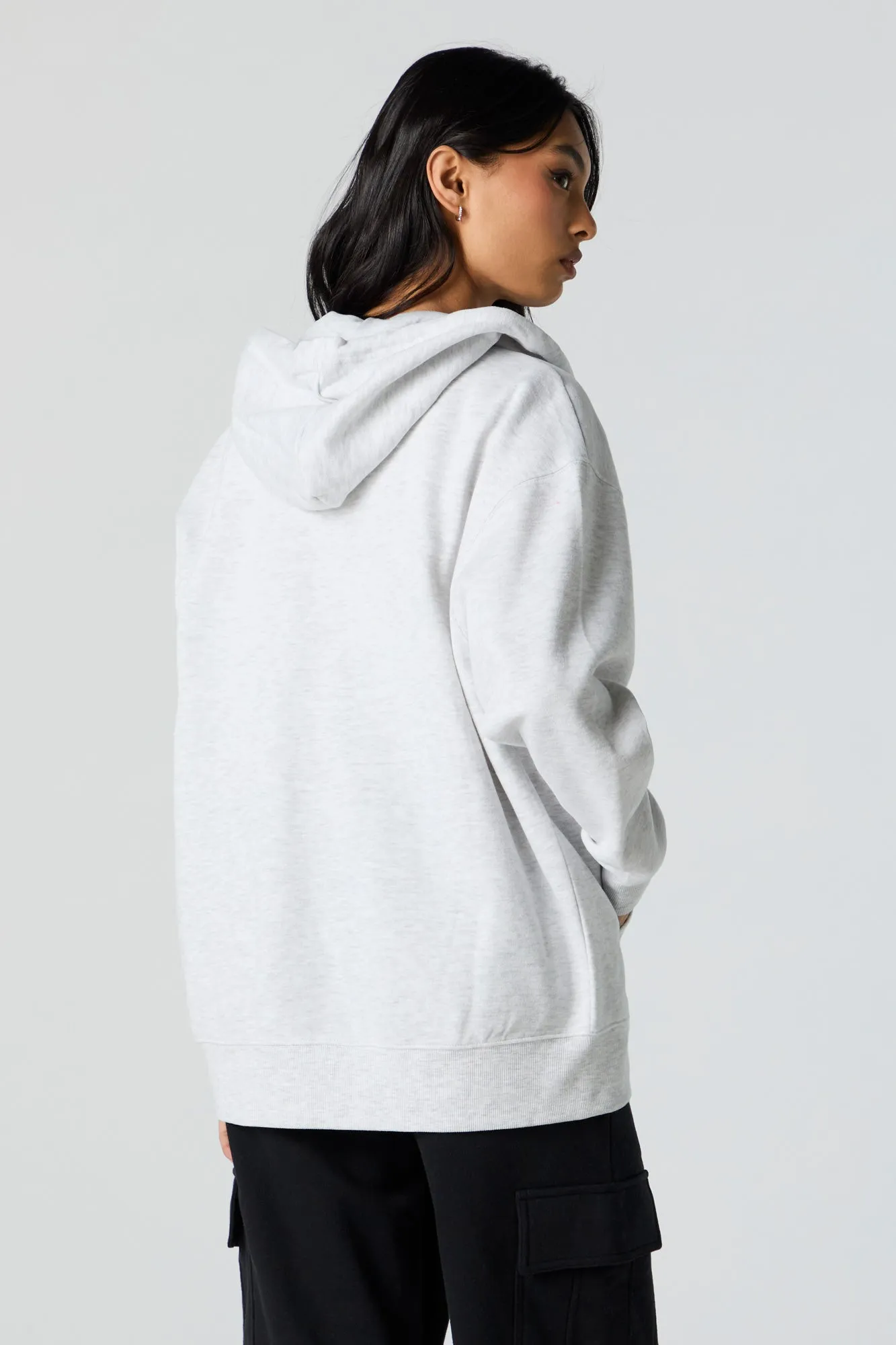 Fleece Oversized Zip-Up Hoodie sold by Charlotte Russe product image thumbnail 2