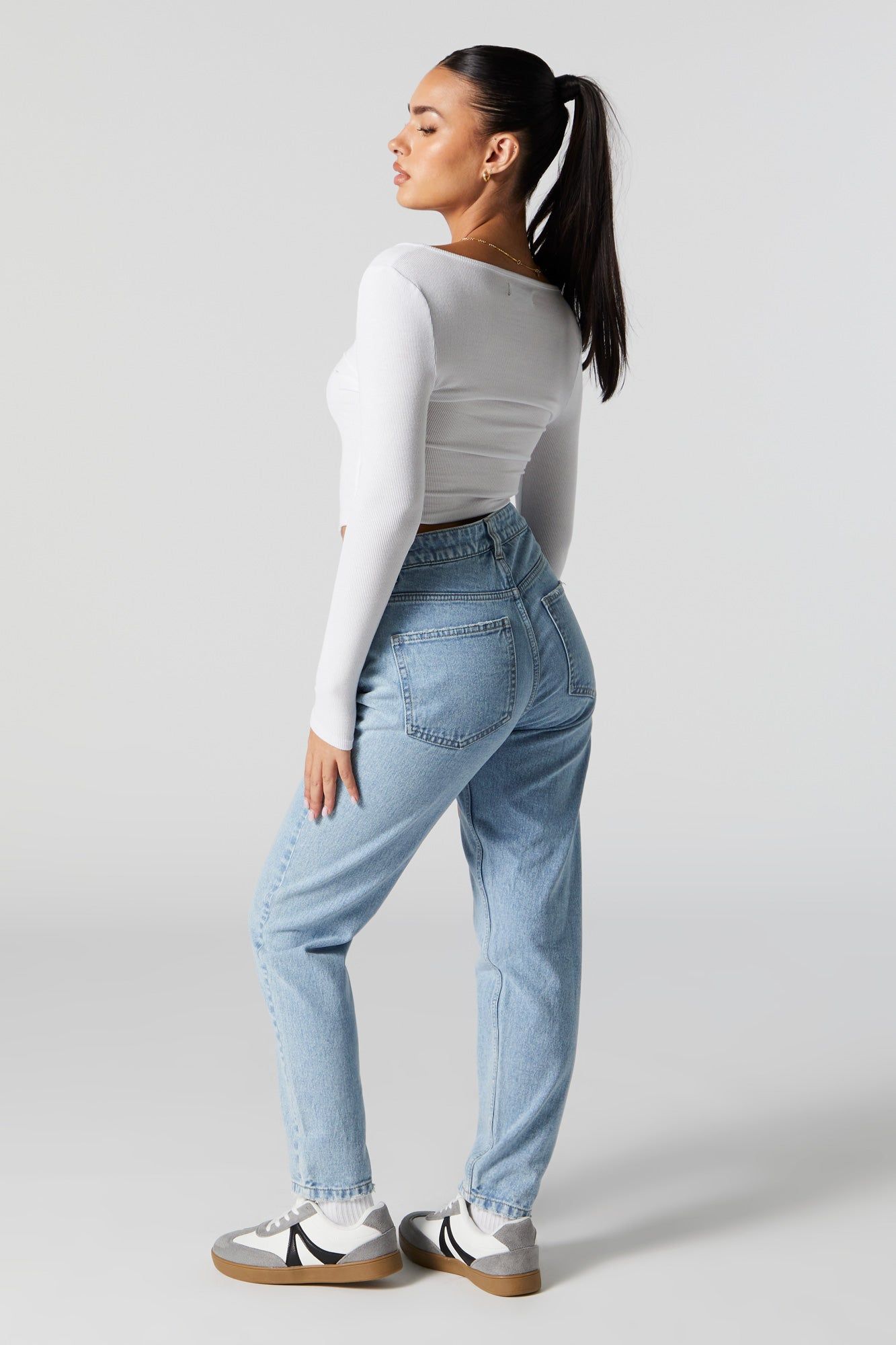 High Rise Light Wash Mom Jean sold by Charlotte Russe product image thumbnail 3