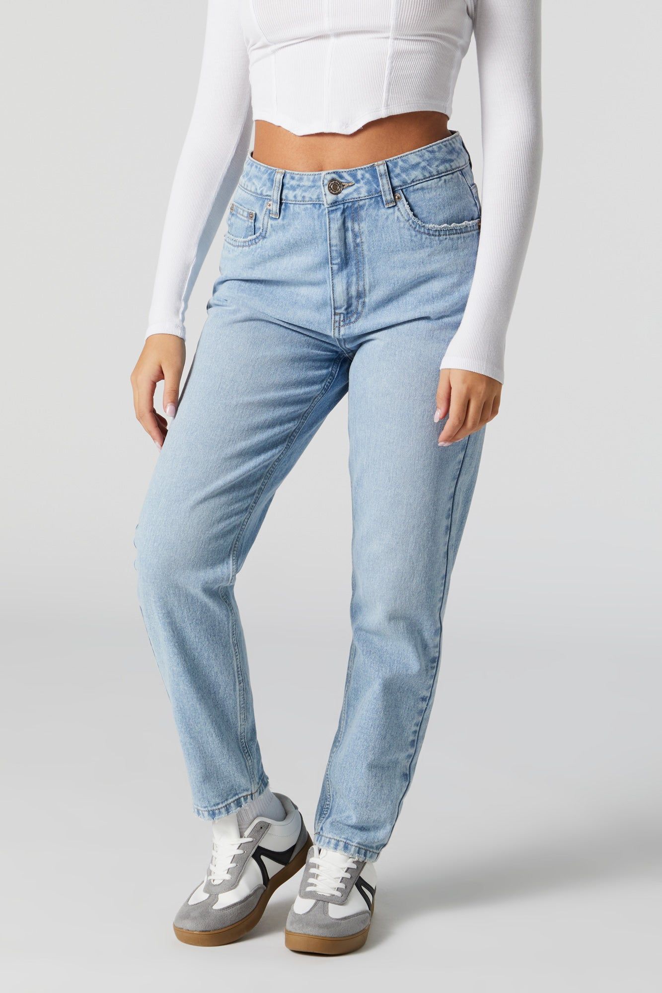 High Rise Light Wash Mom Jean sold by Charlotte Russe product image thumbnail 2