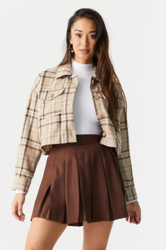 Pleated Twill Mini Skirt sold by Charlotte Russe