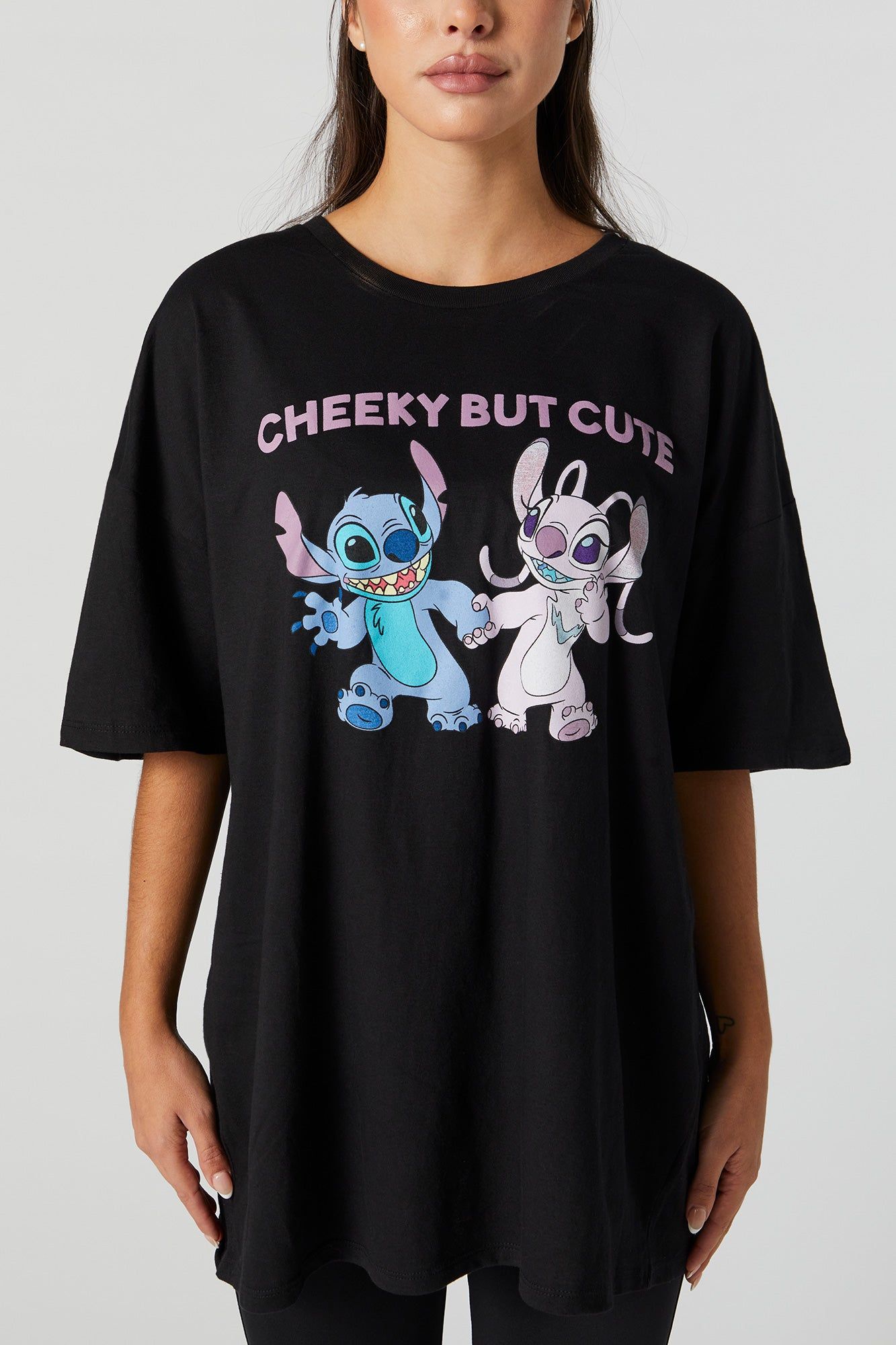 Cheeky But Cute Stitch Graphic Boyfriend T-Shirt sold by Charlotte Russe