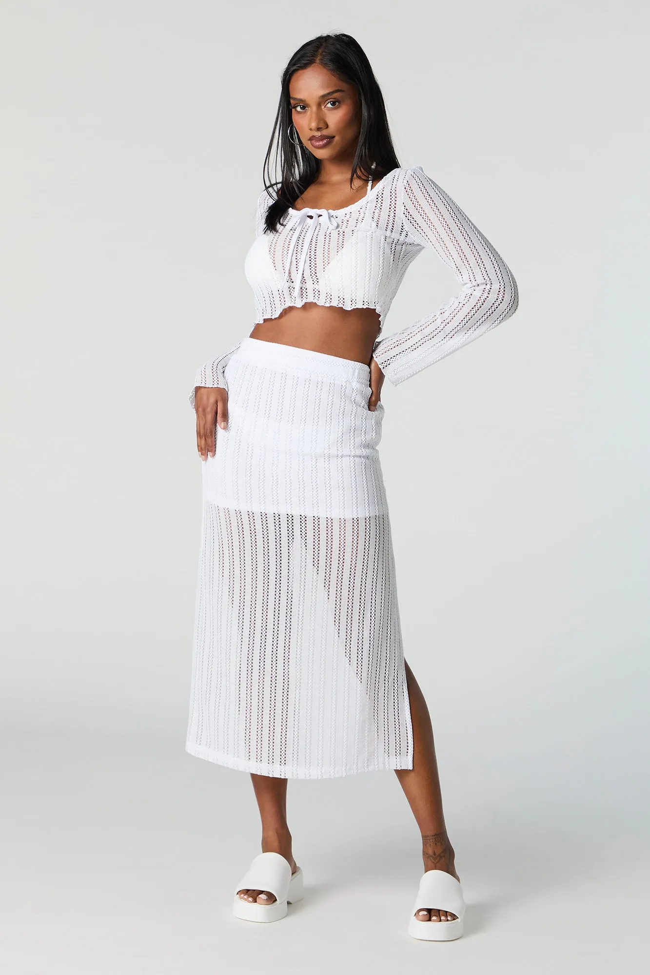 Crochet Slit Midi Skirt Cover Up sold by Charlotte Russe
