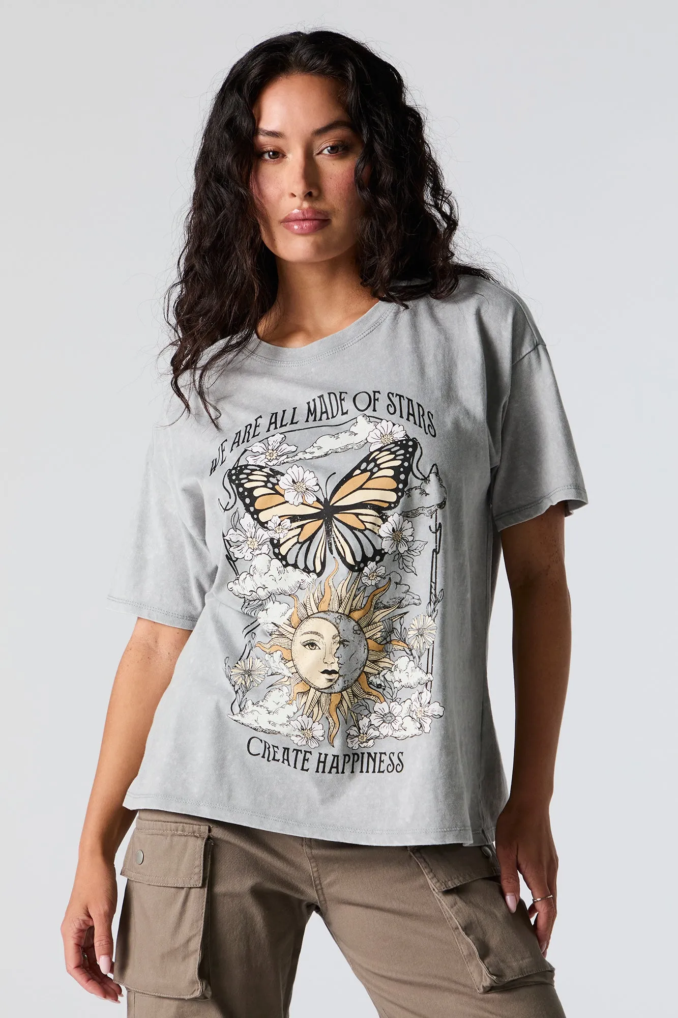 Made Of Stars Graphic Washed Boyfriend T-Shirt sold by Charlotte Russe product image thumbnail 2