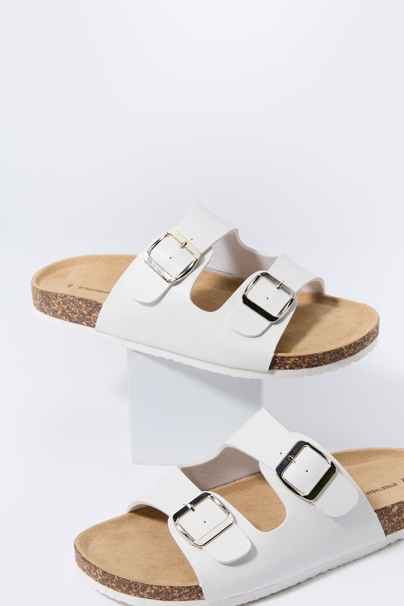 White Cork Buckled Sandals sold by Charlotte Russe
