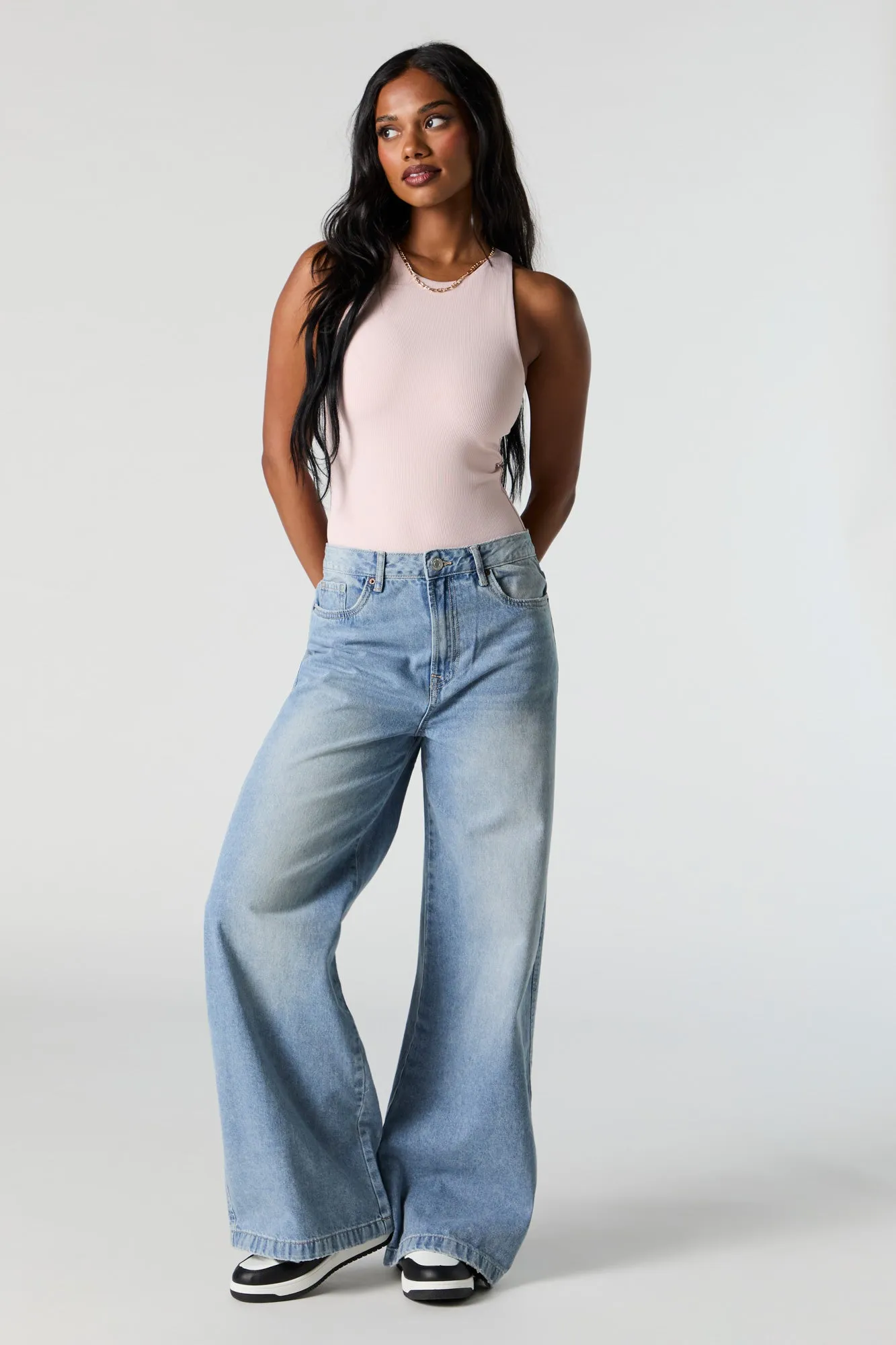 Contour Ribbed High Neck Tank Bodysuit sold by Charlotte Russe product image thumbnail 3