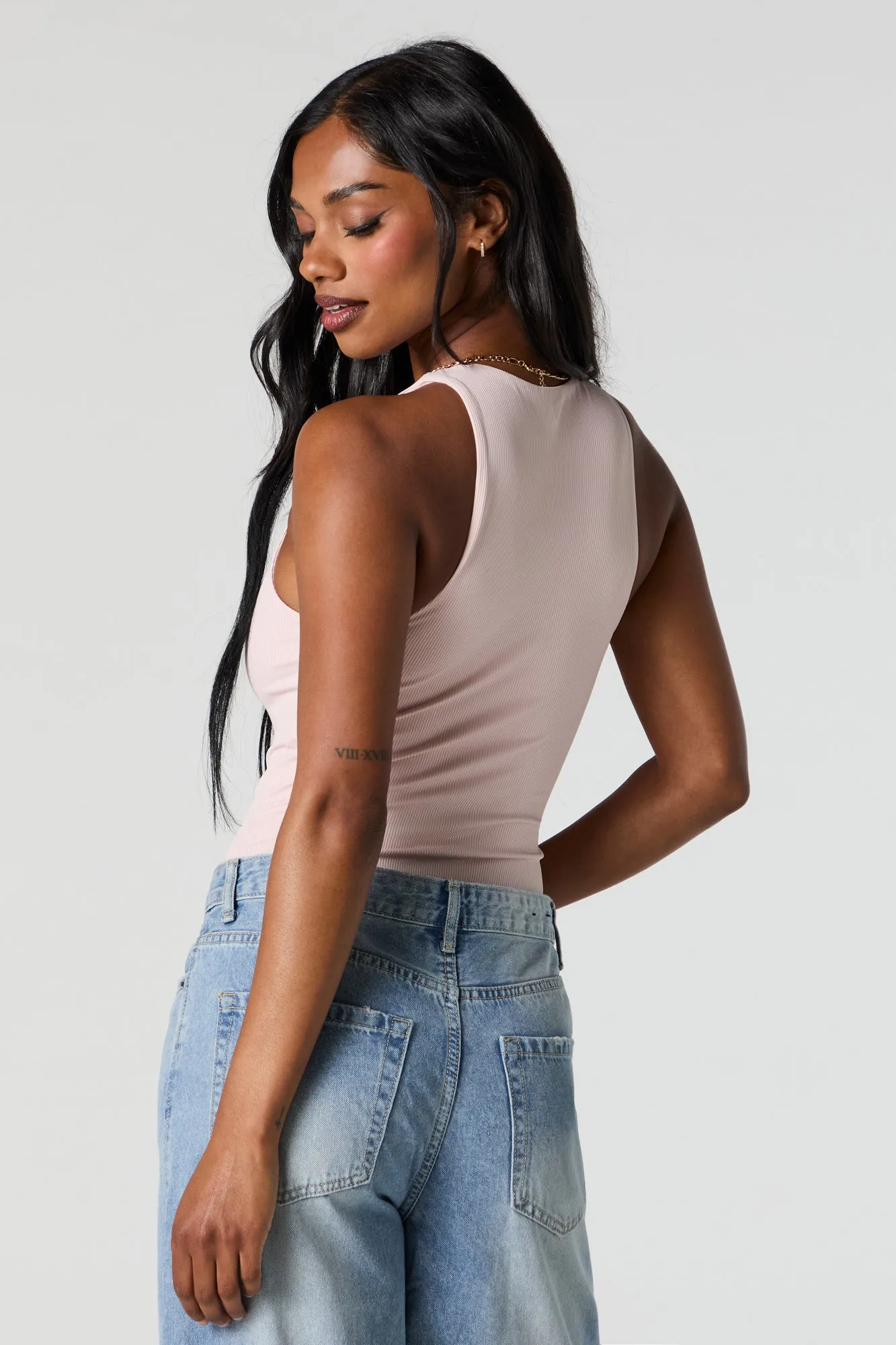 Contour Ribbed High Neck Tank Bodysuit sold by Charlotte Russe product image thumbnail 4
