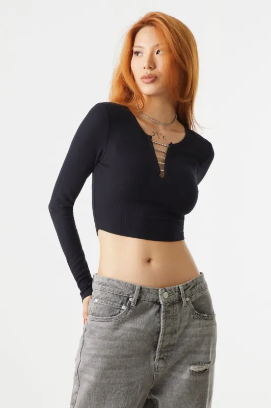 Rhinestone Notch Neck Crop Top sold by Charlotte Russe