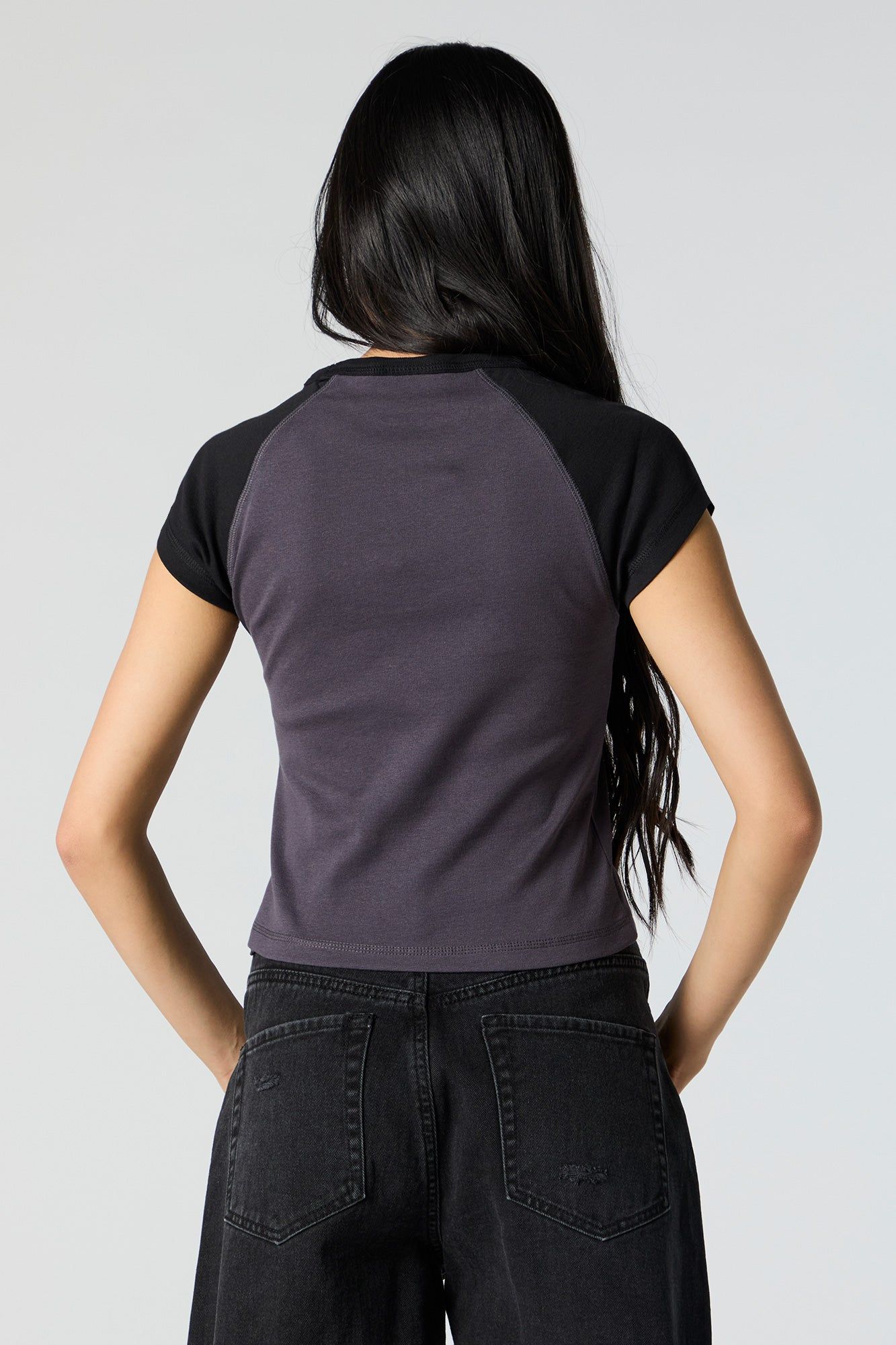 ACDC Rhinestone Graphic Raglan T-Shirt sold by Charlotte Russe product image thumbnail 4