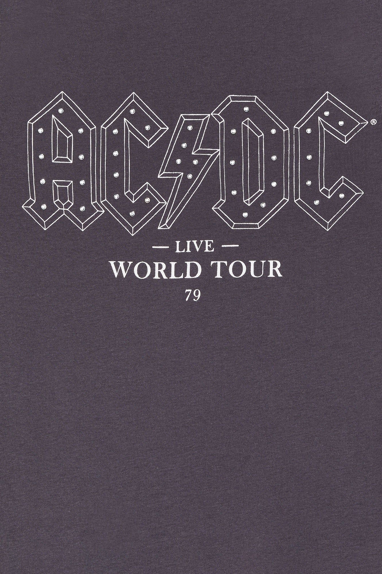 ACDC Rhinestone Graphic Raglan T-Shirt sold by Charlotte Russe