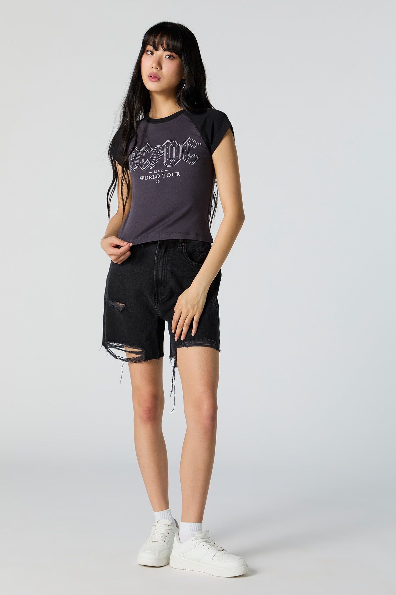 ACDC Rhinestone Graphic Raglan T-Shirt sold by Charlotte Russe product image thumbnail 3