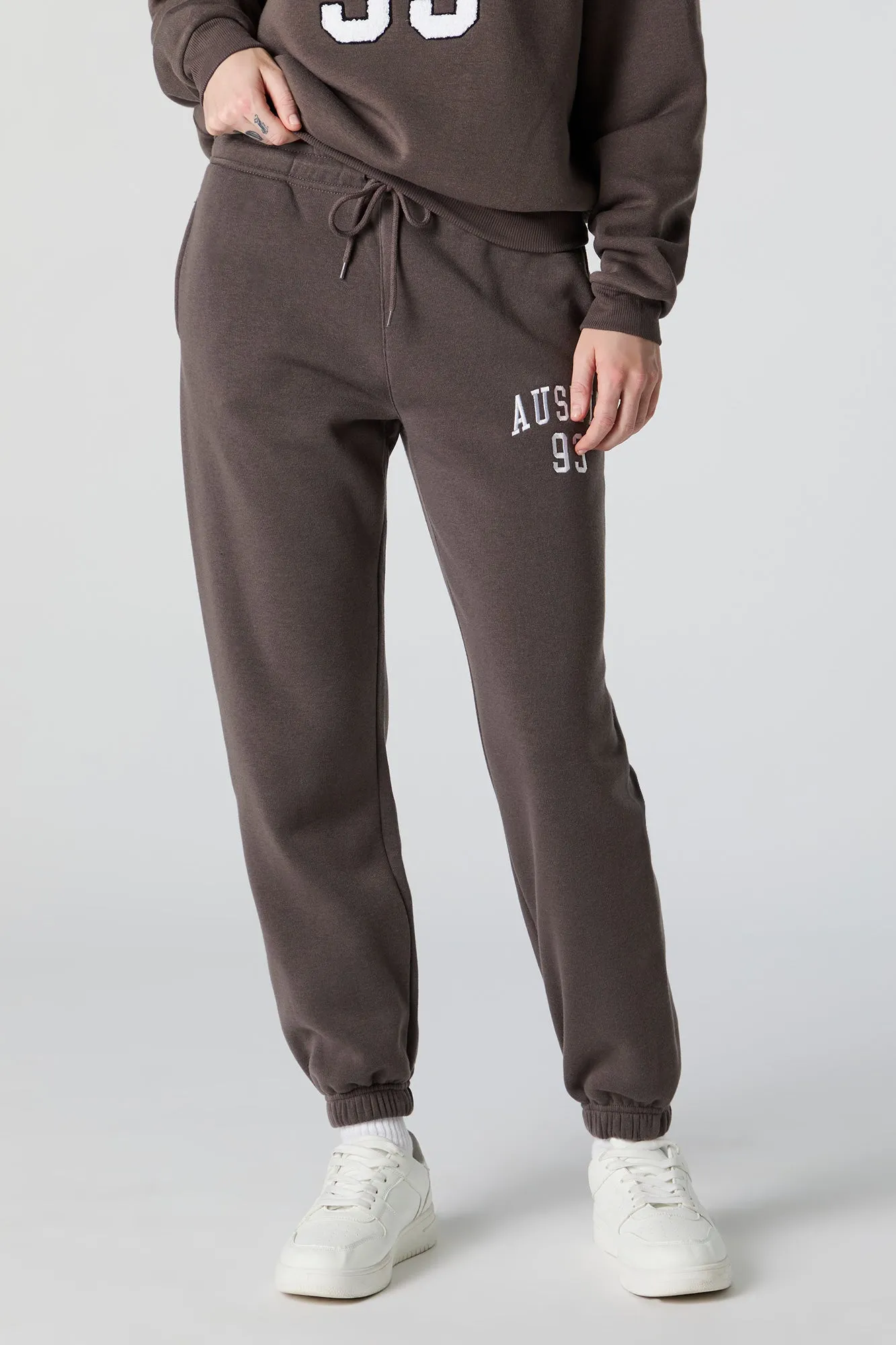 Austin Embroidered Fleece Everyday Jogger sold by Charlotte Russe product image thumbnail 2