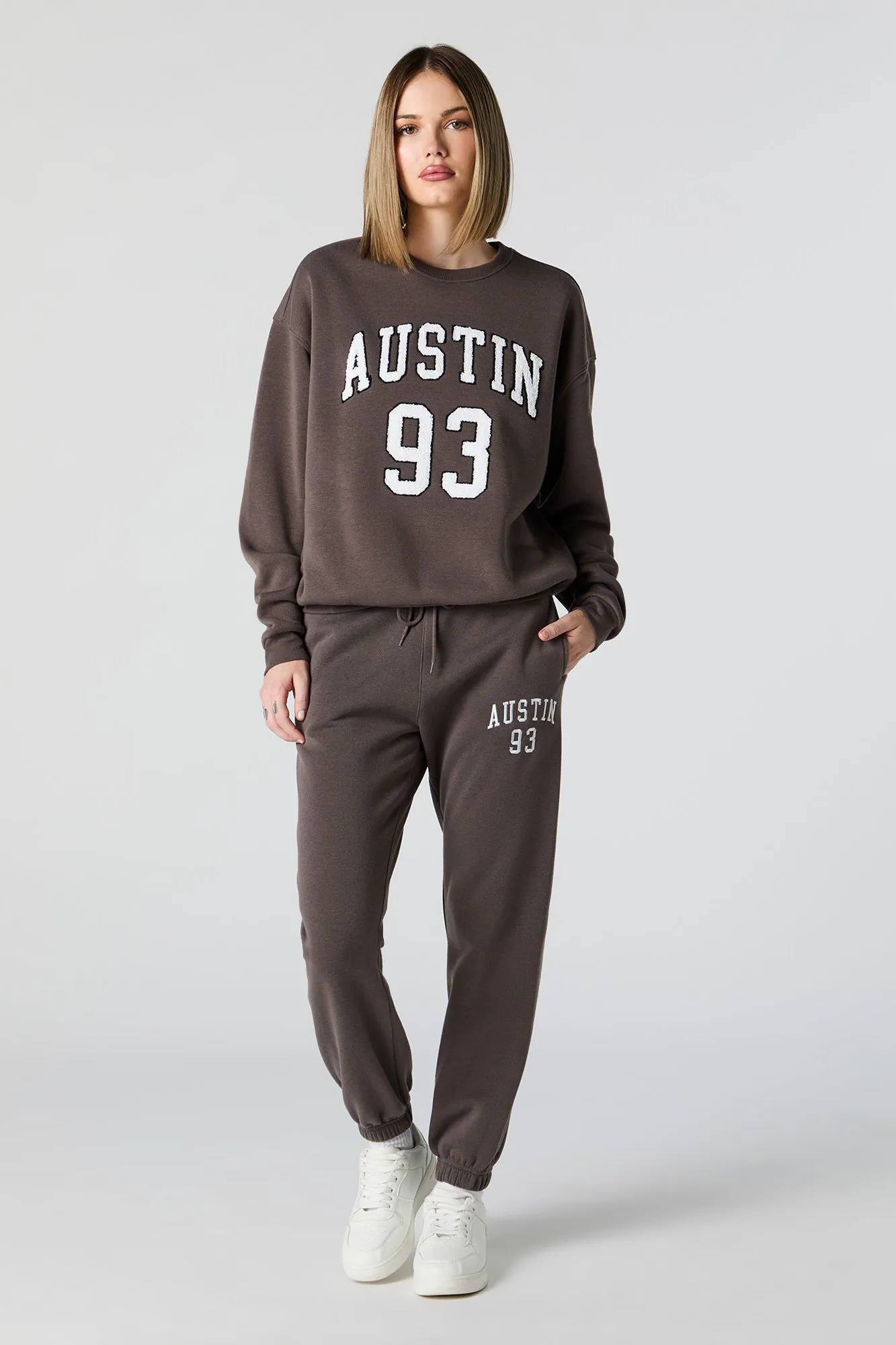 Austin Embroidered Fleece Everyday Jogger sold by Charlotte Russe product image thumbnail 5