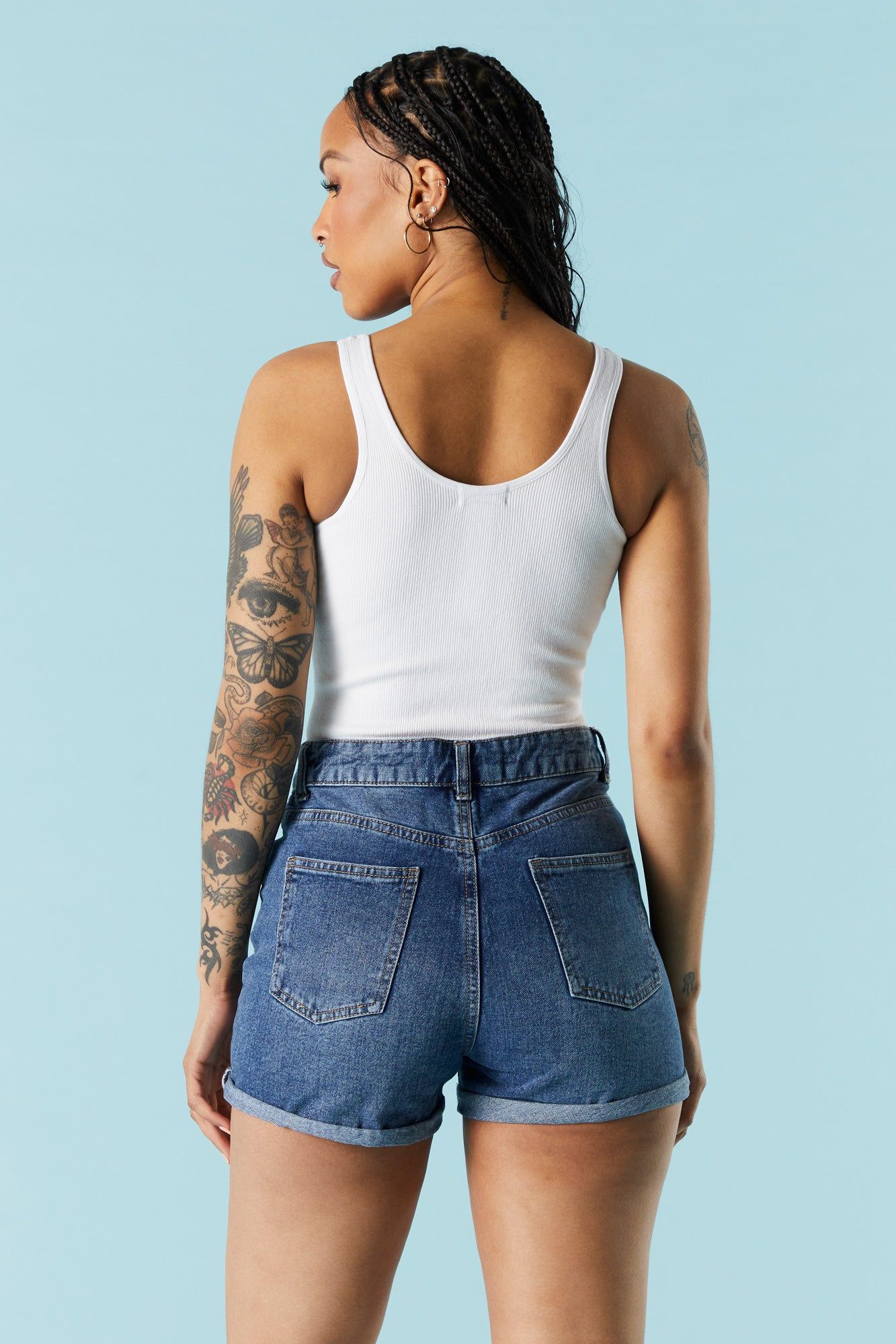 Refuge Mom Dark Wash Denim Short sold by Charlotte Russe product image thumbnail 2