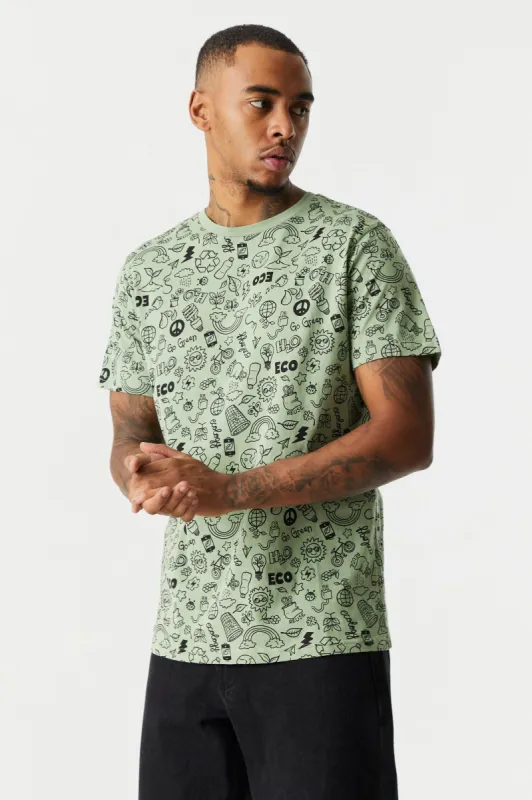 Ditsy Eco Doodles Print T-Shirt sold by Charlotte Russe
