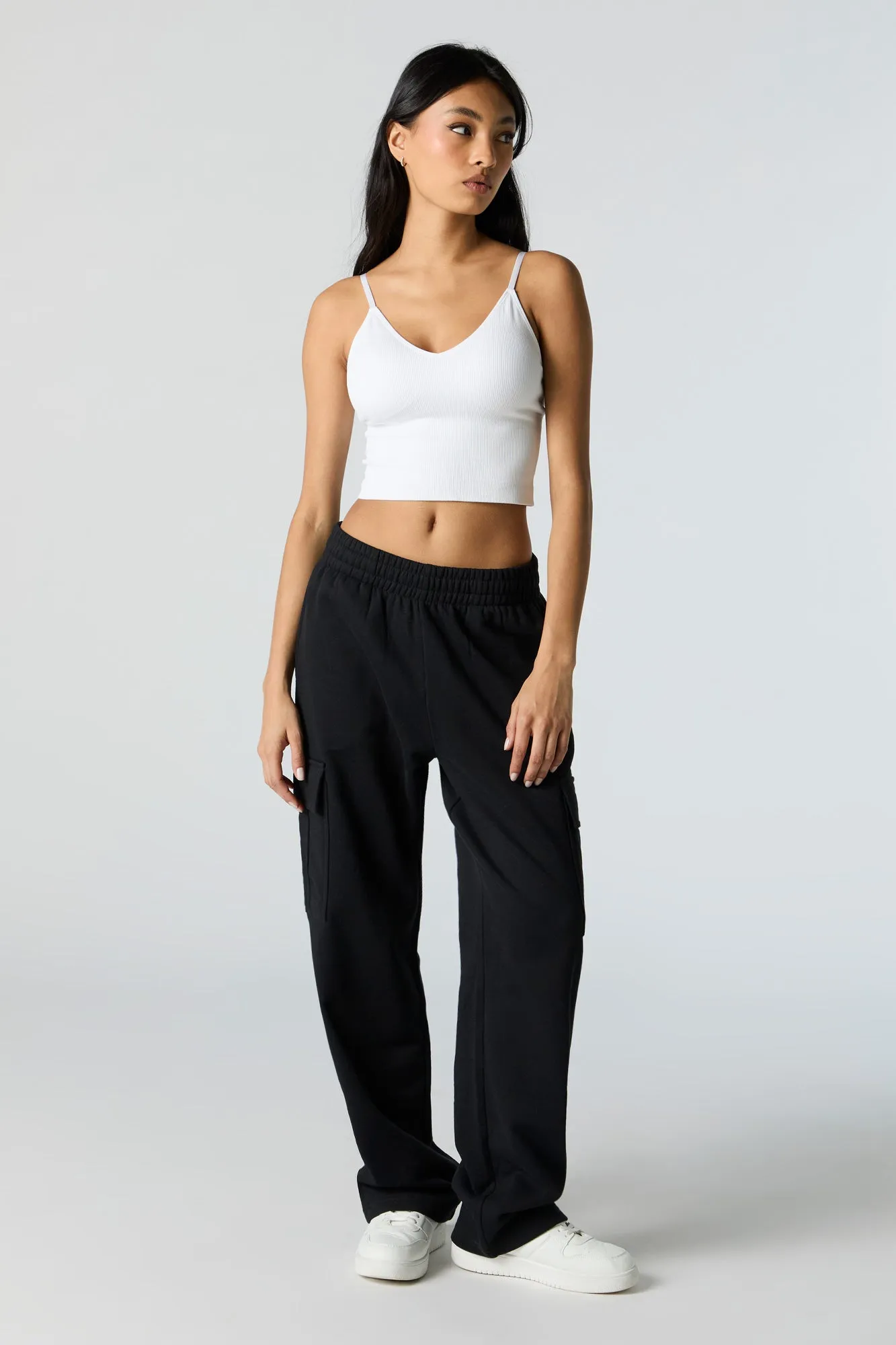 Fleece Wide Leg Cargo Sweatpant sold by Charlotte Russe product image thumbnail 5