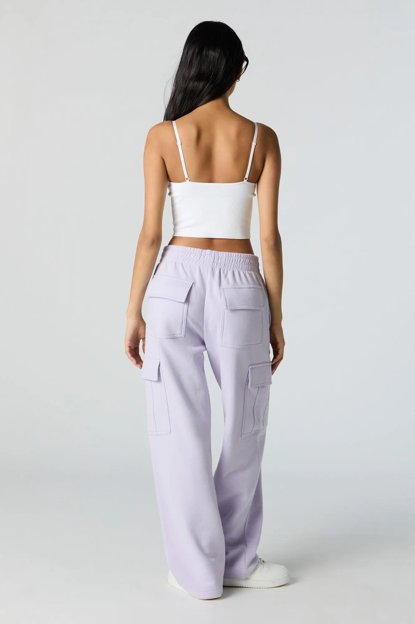 Fleece Wide Leg Cargo Sweatpant sold by Charlotte Russe product image thumbnail 3