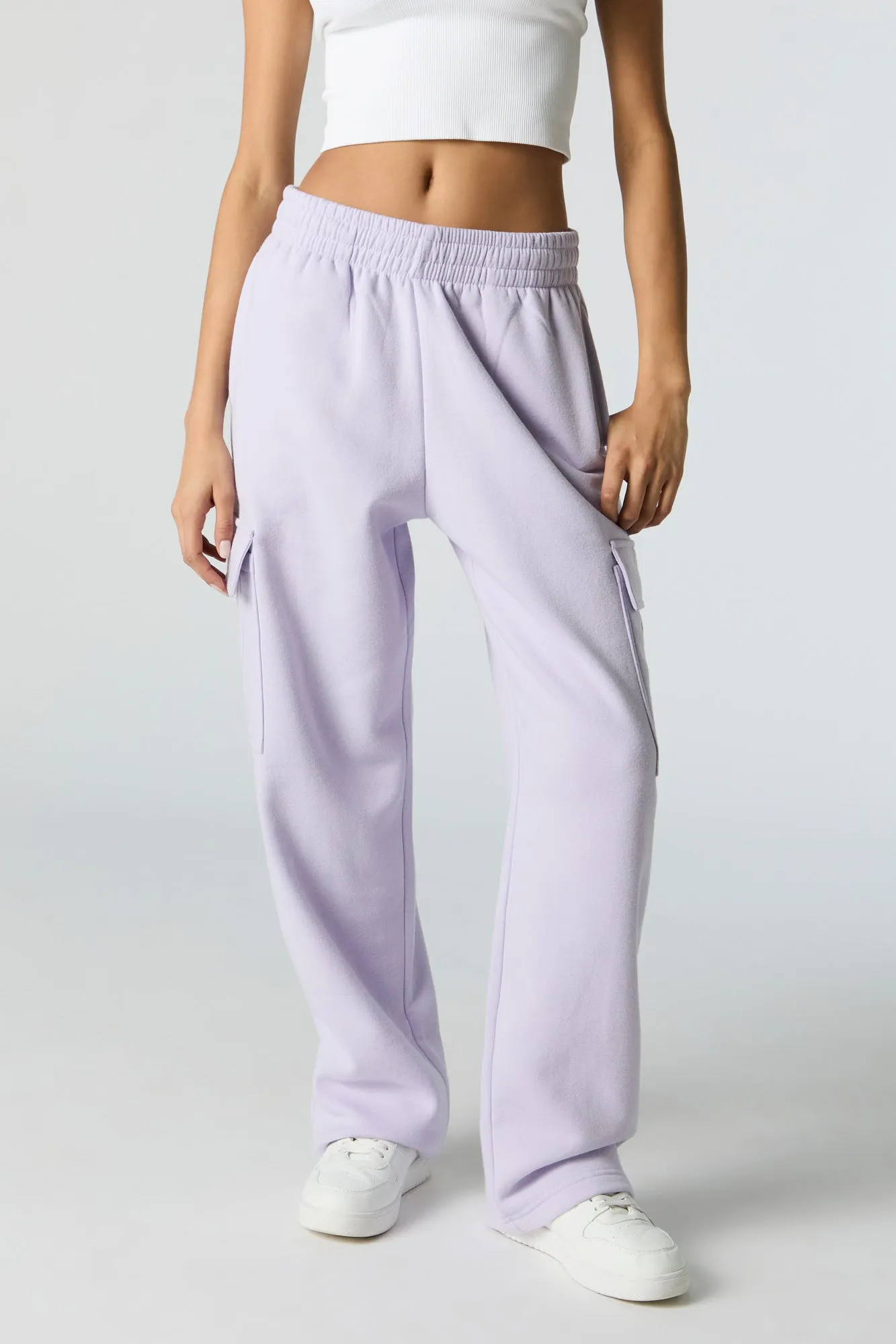 Fleece Wide Leg Cargo Sweatpant sold by Charlotte Russe product image thumbnail 2