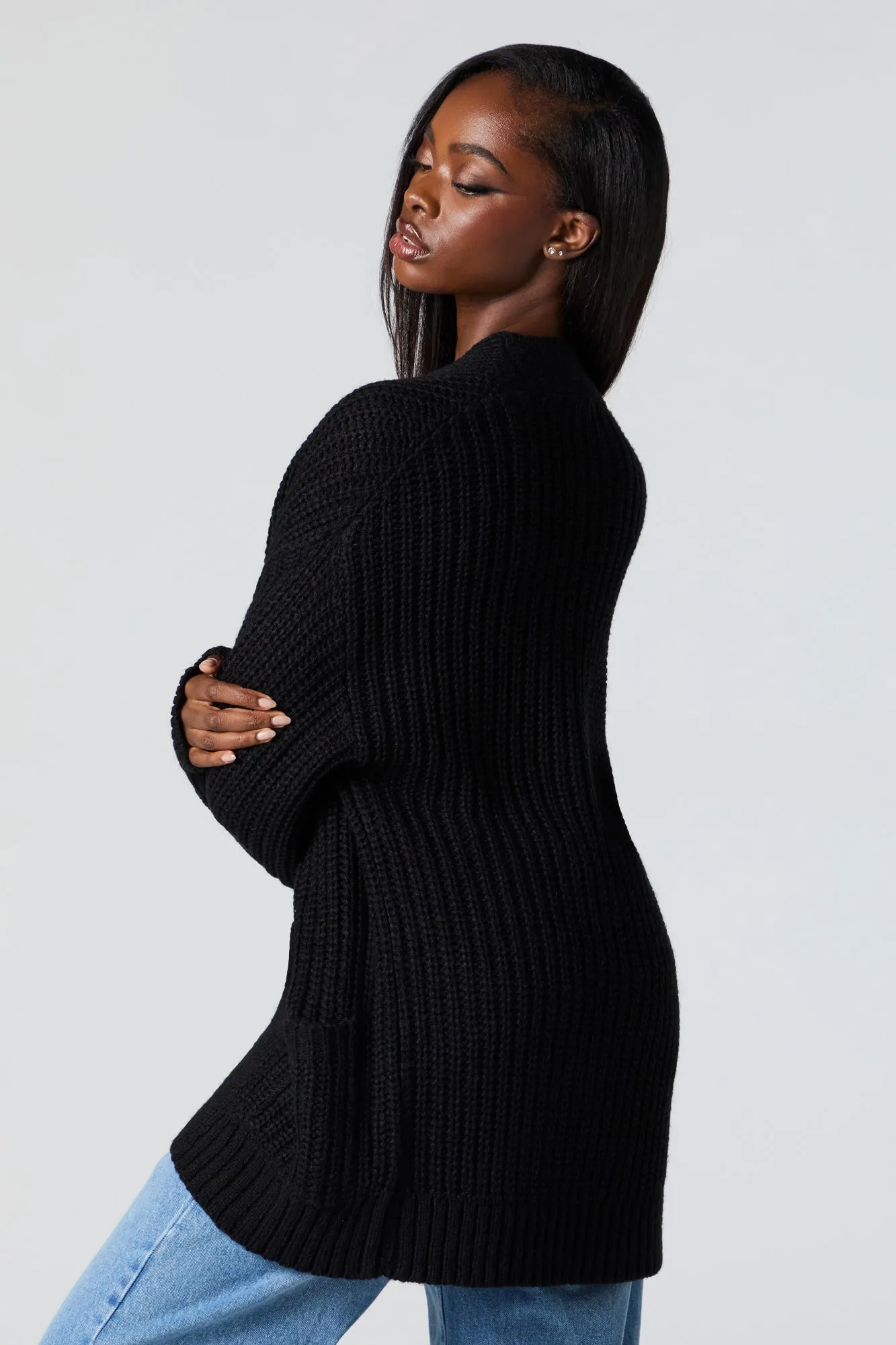 Chunky Knit Open Front Cardigan sold by Charlotte Russe product image thumbnail 5