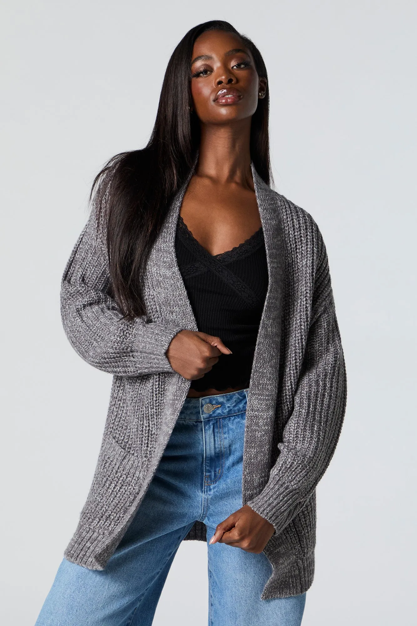 Chunky Knit Open Front Cardigan sold by Charlotte Russe