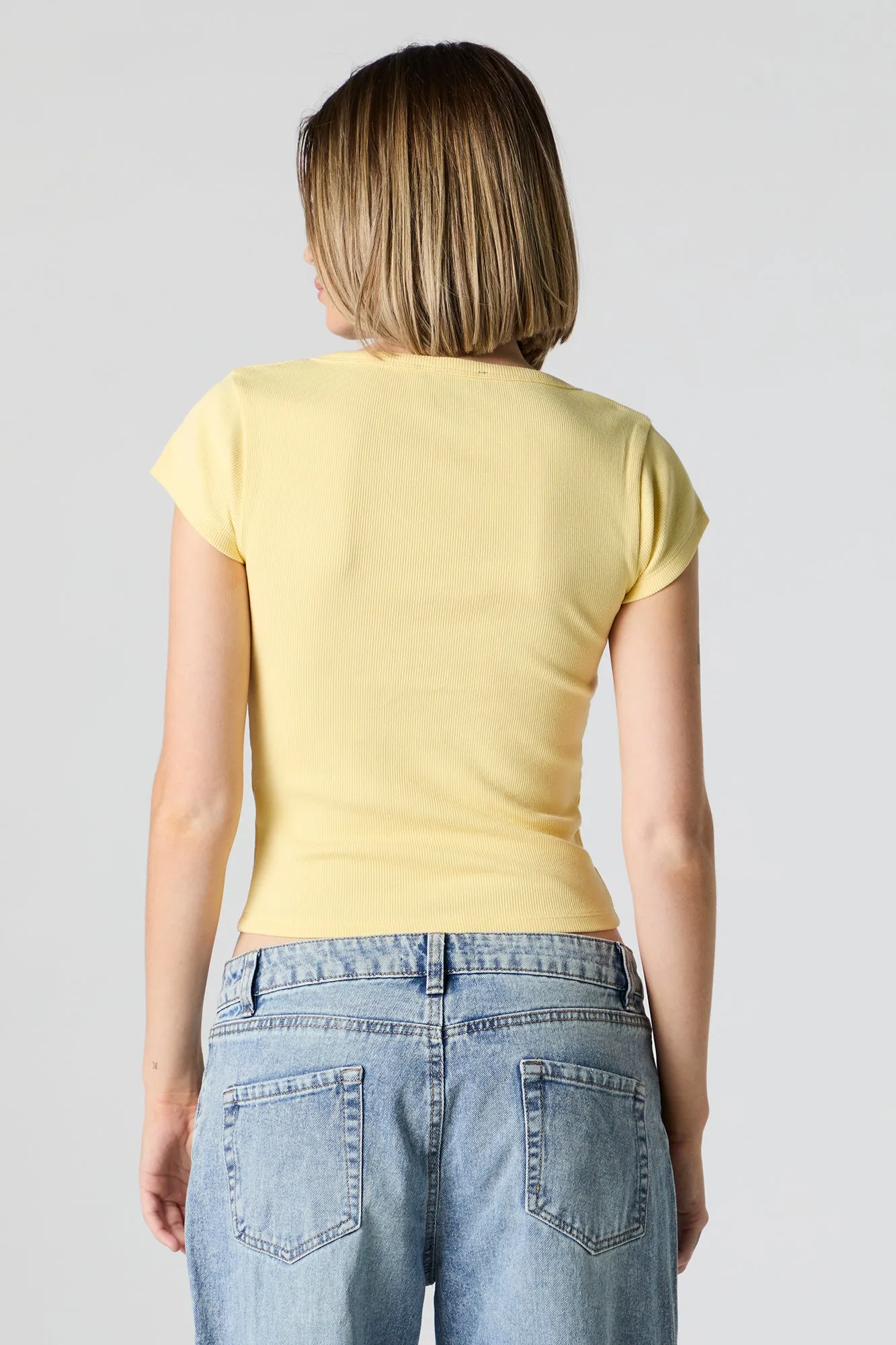 Ribbed Henley Skimmer Top sold by Charlotte Russe product image thumbnail 3