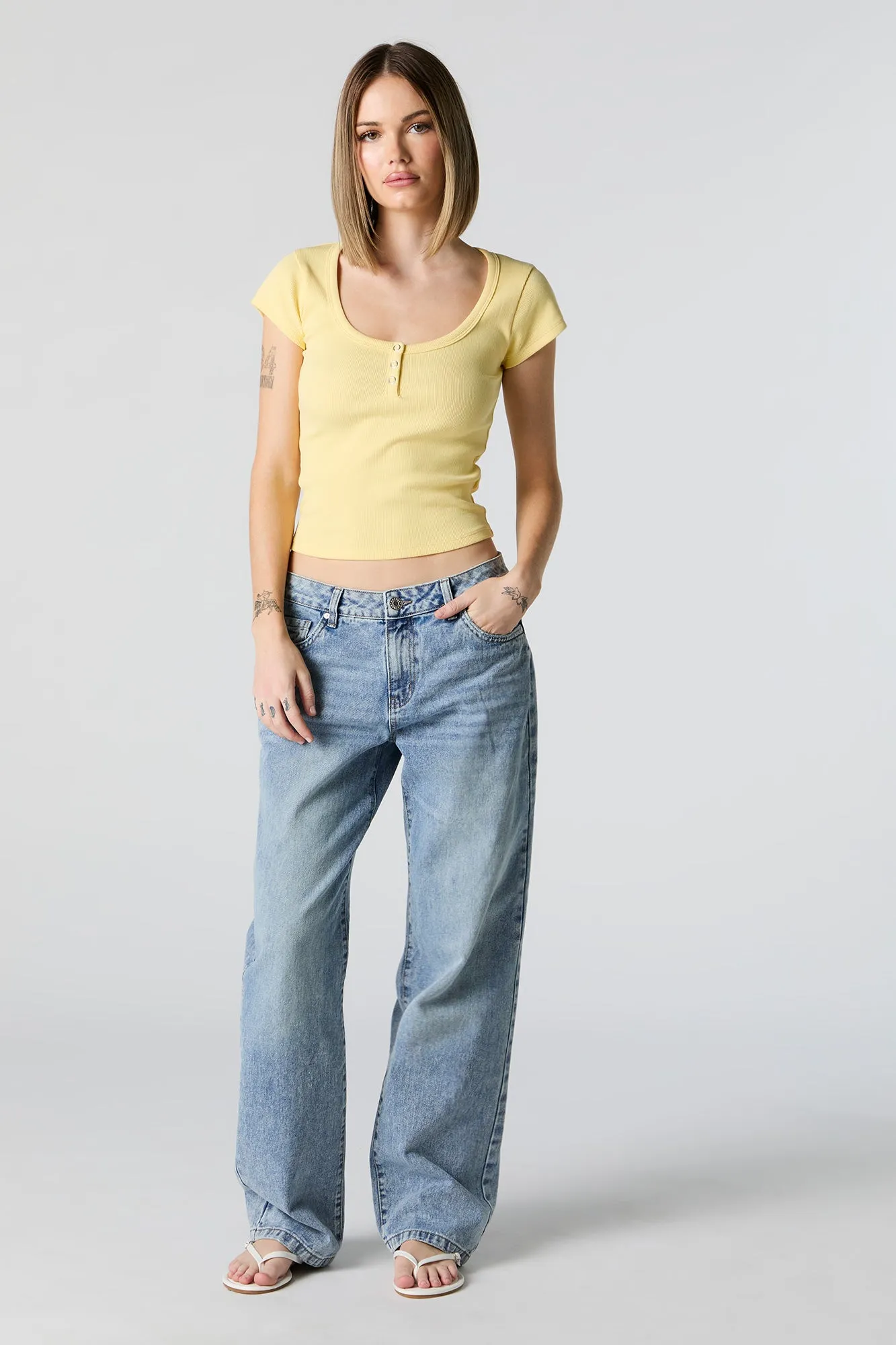 Ribbed Henley Skimmer Top sold by Charlotte Russe product image thumbnail 4