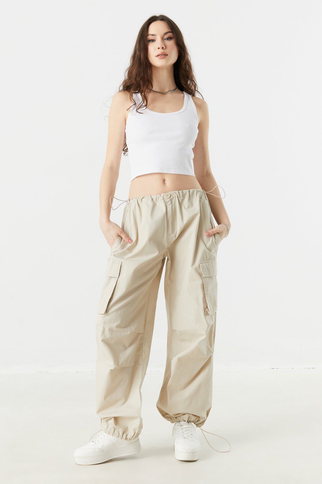 Poplin Drawstring Parachute Pant sold by Charlotte Russe
