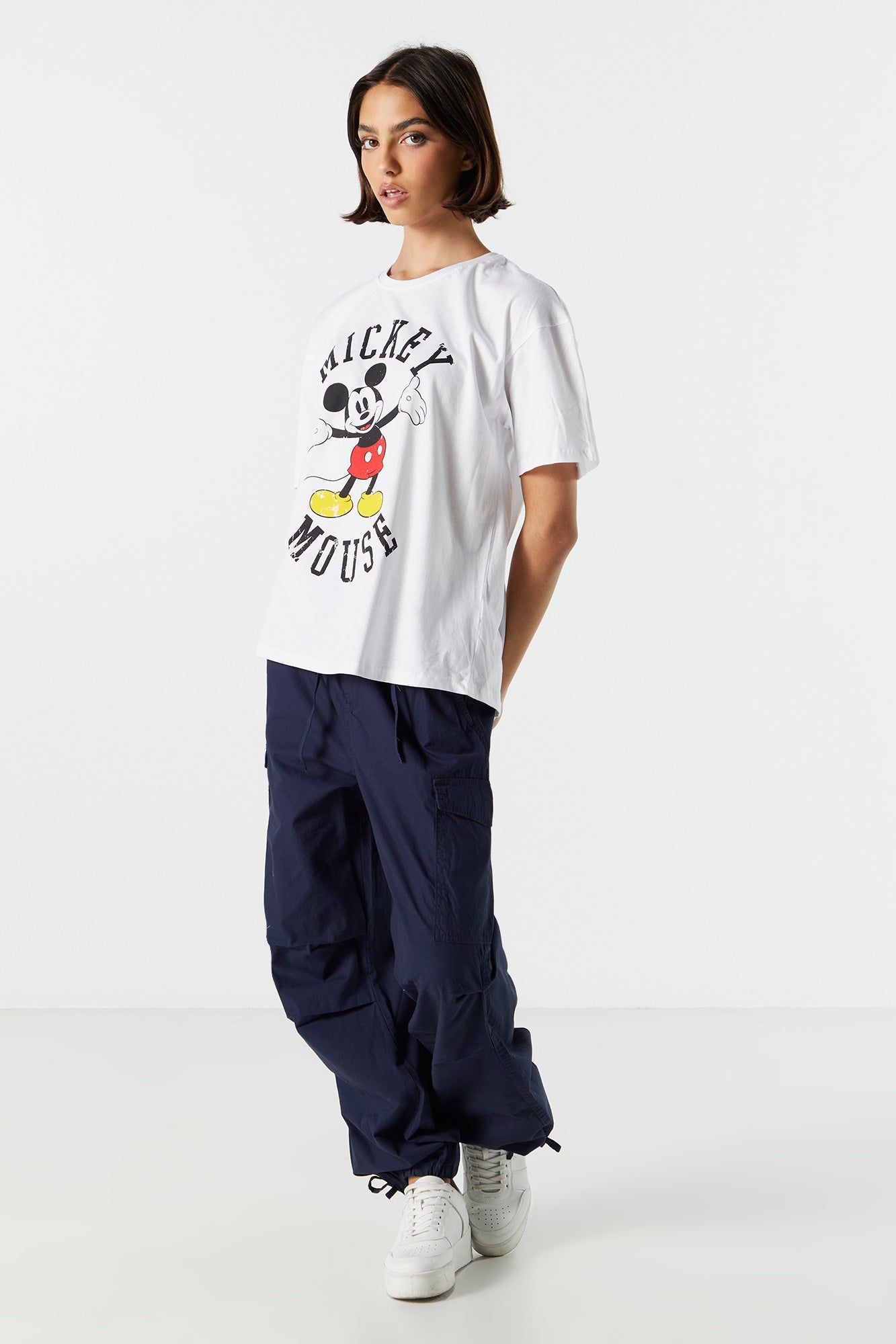 White Mickey Mouse Graphic Boyfriend T-Shirt sold by Charlotte Russe product image thumbnail 3