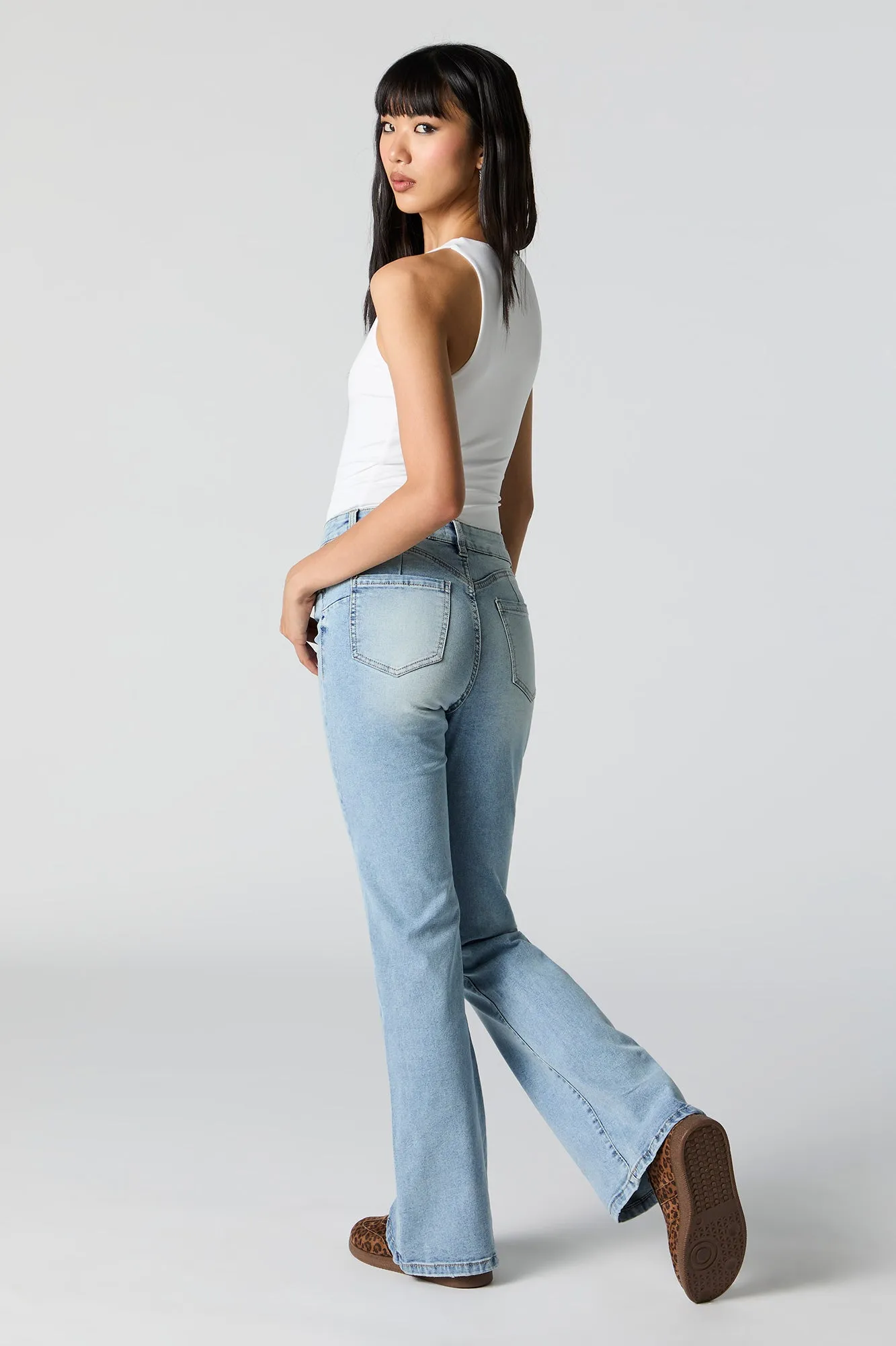 Medium Wash Mid Rise Flare Jean sold by Charlotte Russe product image thumbnail 3