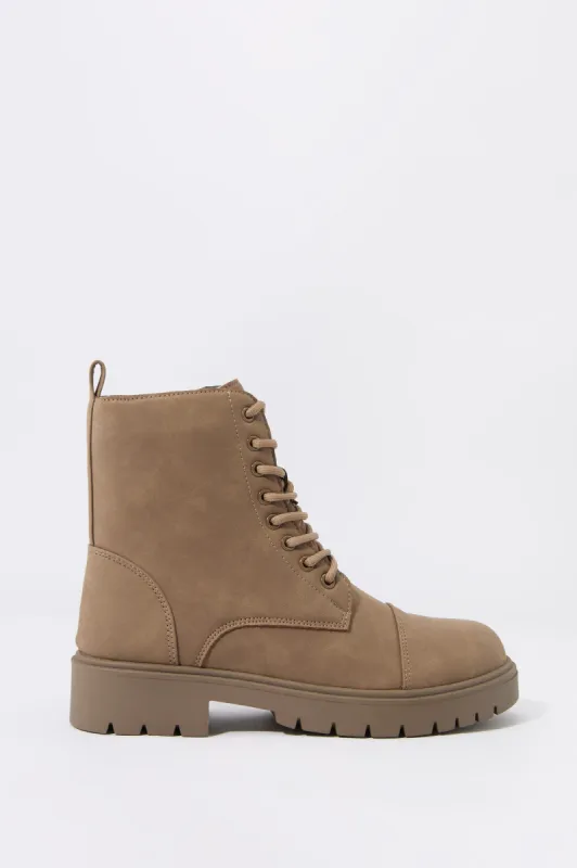 Faux Suede Lace Up Boot sold by Charlotte Russe