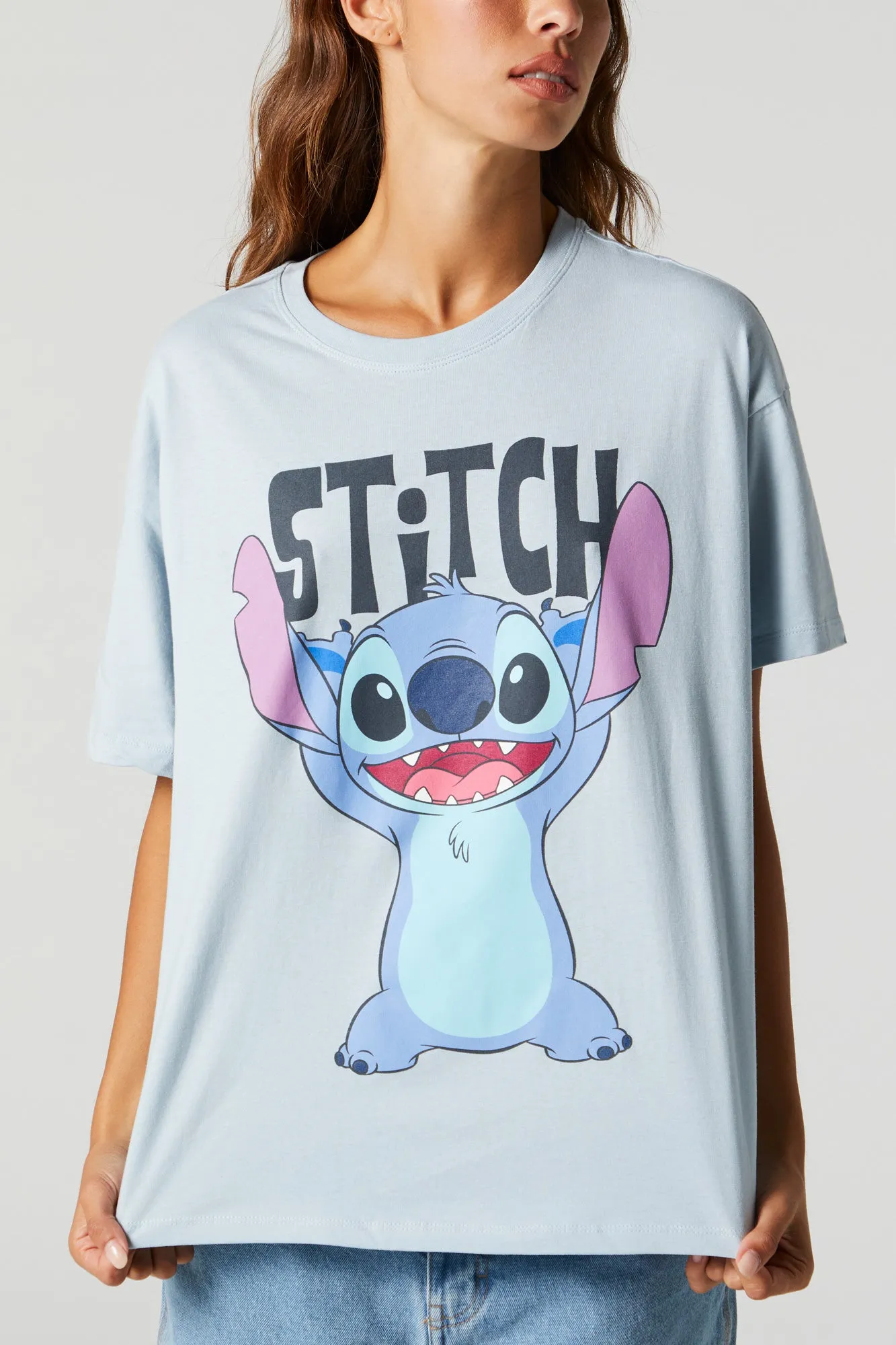 Stitch Graphic Boyfriend T-shirt sold by Charlotte Russe