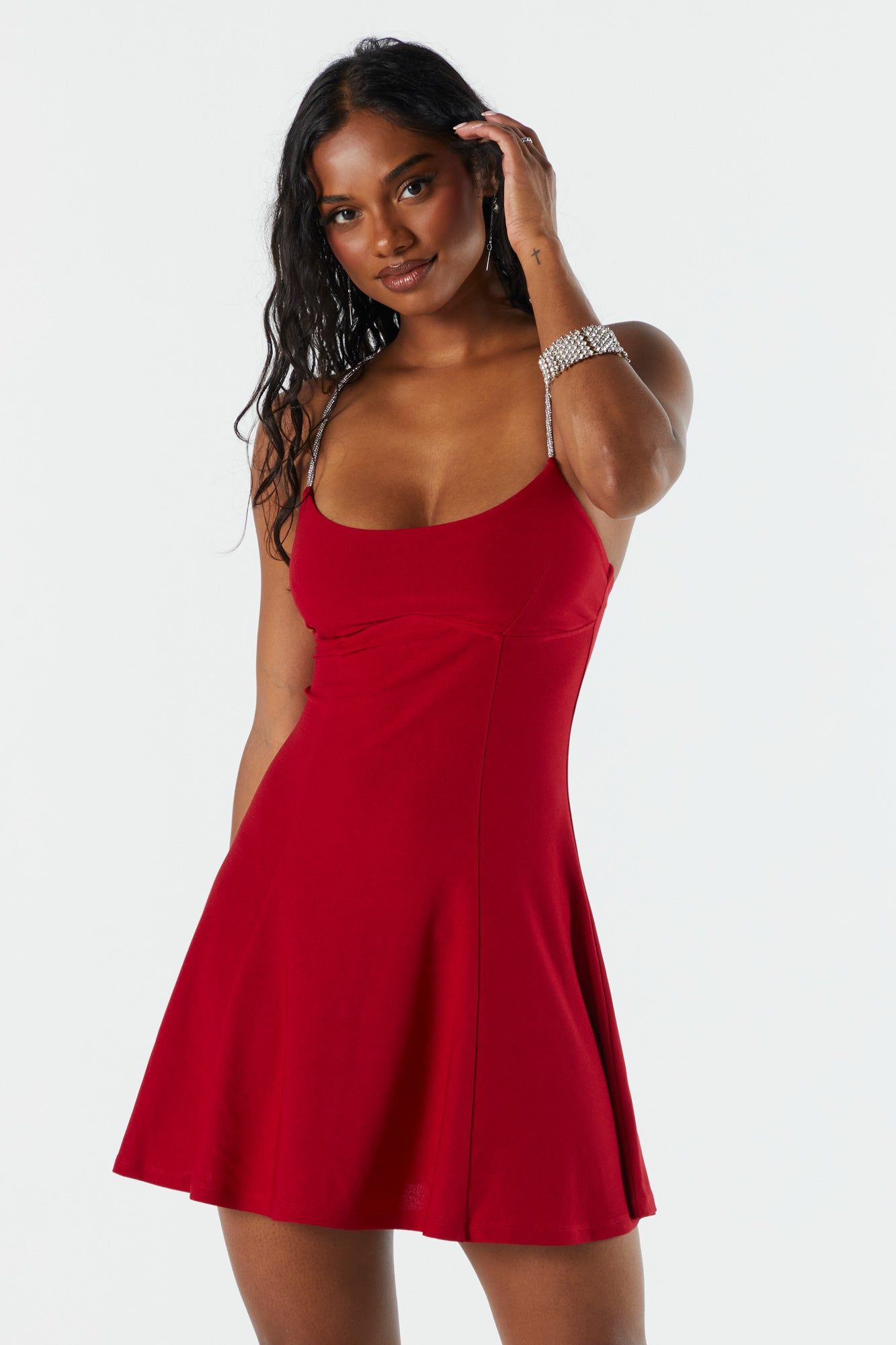 Rhinestone Strap Skater Dress sold by Charlotte Russe product image thumbnail 5