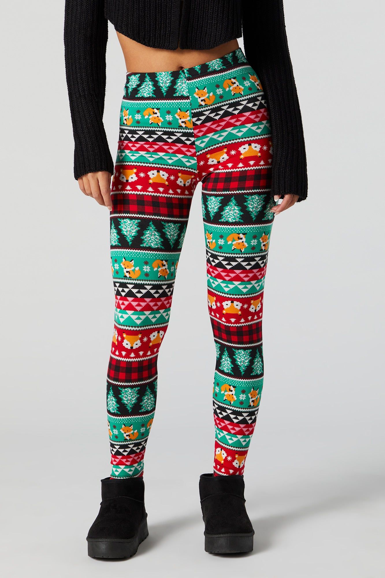 Foxy Fairisle Print Xmas Fleece Legging sold by Charlotte Russe product image thumbnail 2