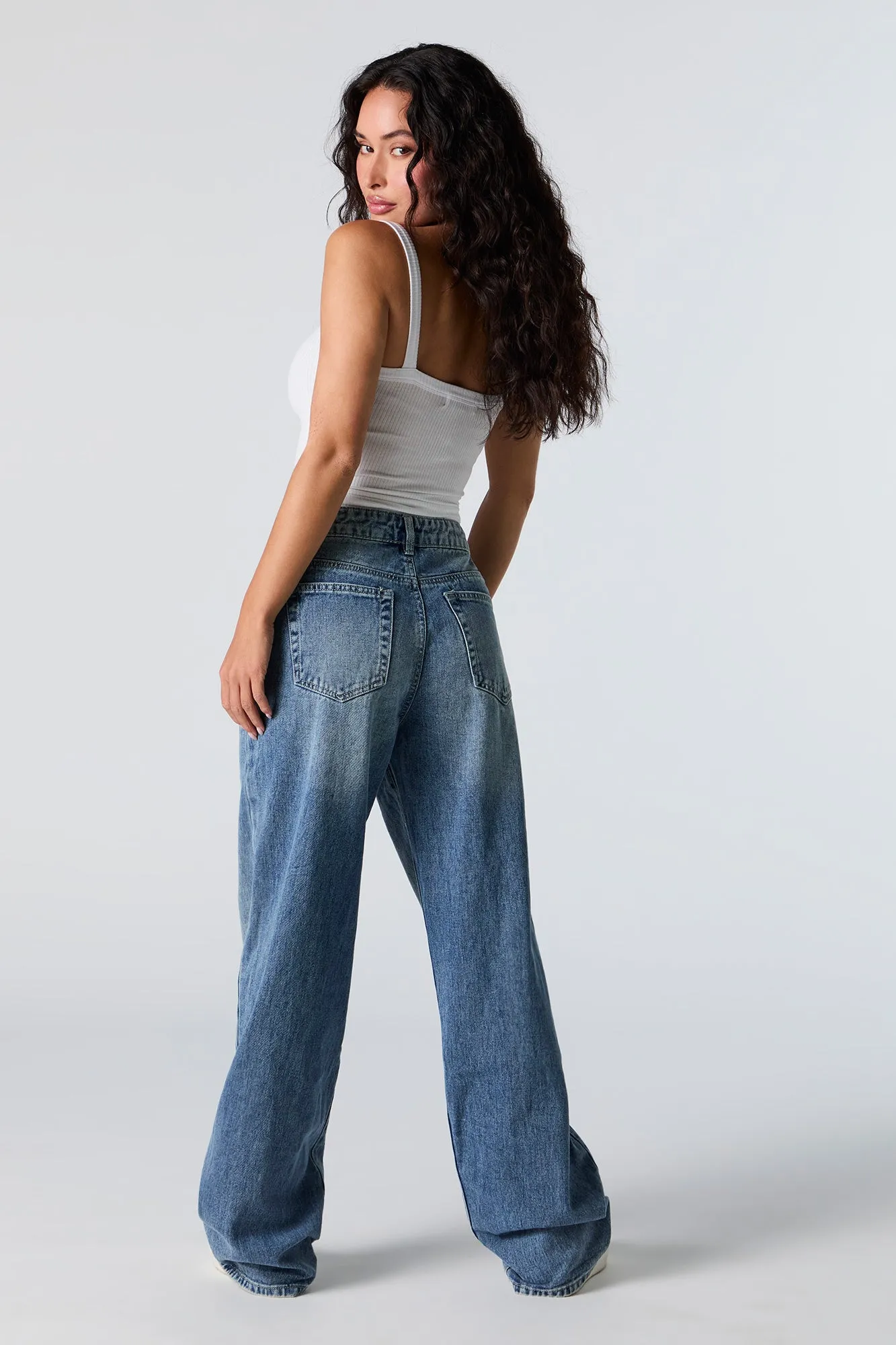 Medium Vintage Wash High Rise Wide Leg Jean sold by Charlotte Russe product image thumbnail 3