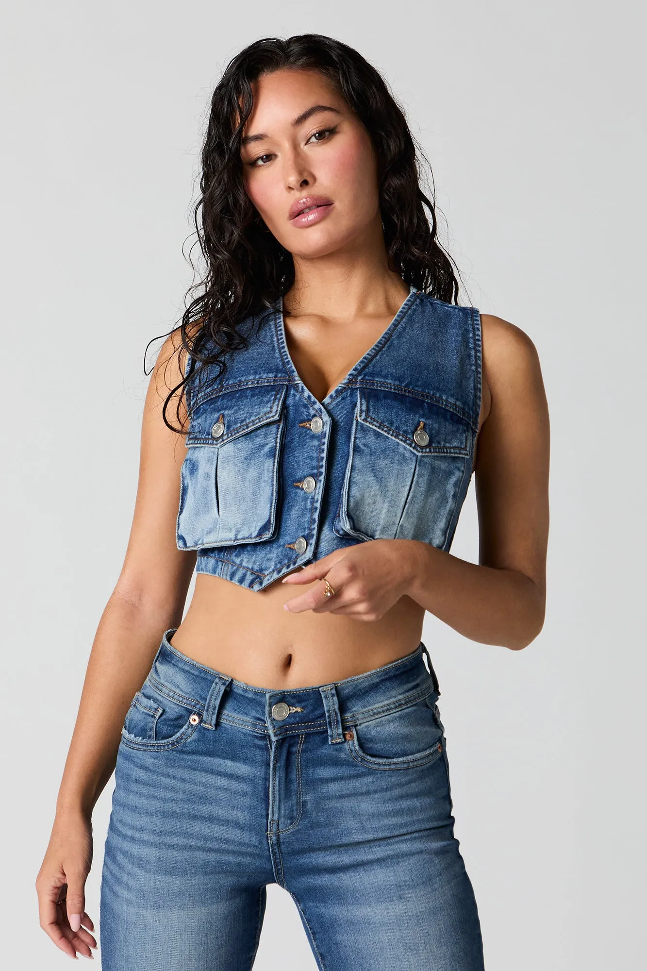 Denim Cargo Vest sold by Charlotte Russe product image thumbnail 4