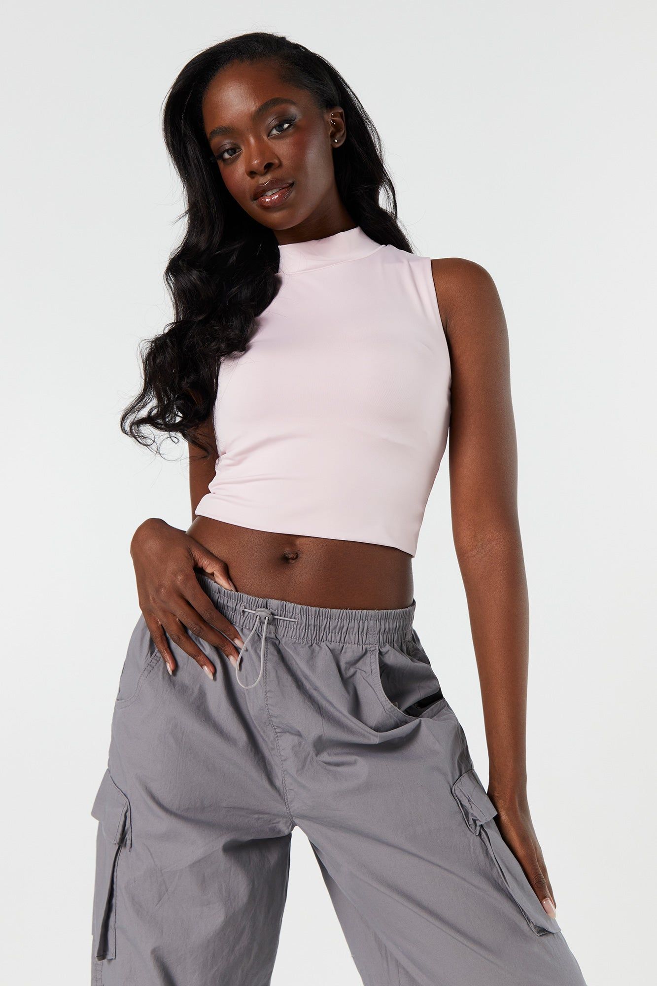 Contour Mock Neck Tank sold by Charlotte Russe
