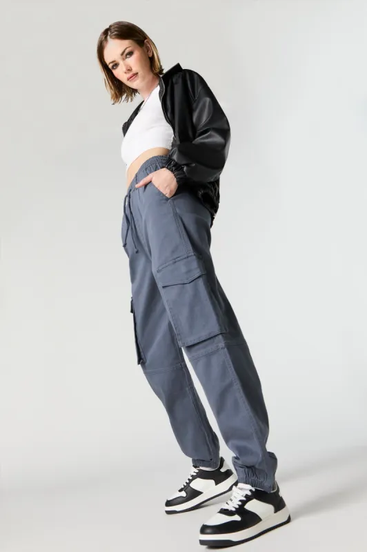 Drawstring Knee Seam Cargo Jogger sold by Charlotte Russe