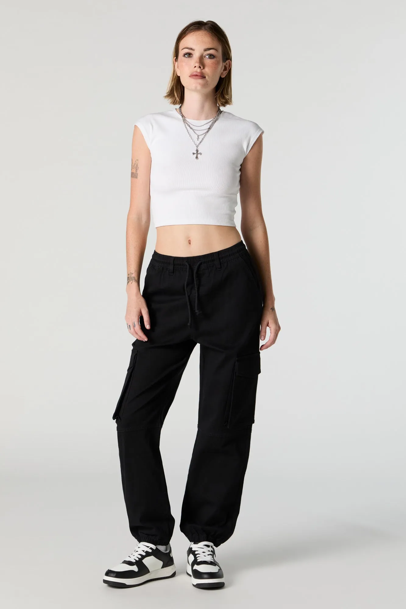 Drawstring Knee Seam Cargo Jogger sold by Charlotte Russe product image thumbnail 5