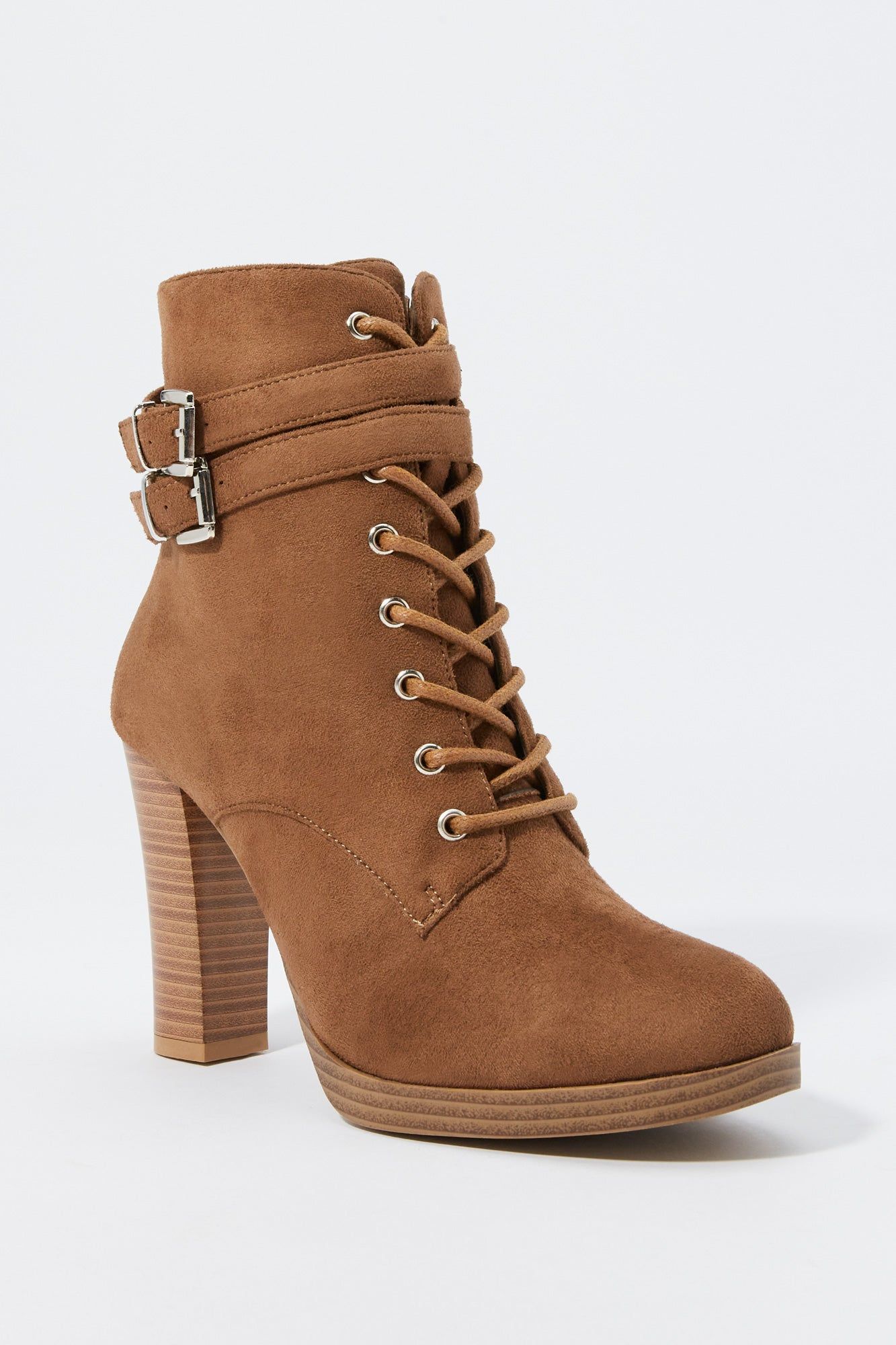 Faux-Suede Lace-Up Buckled Platform Boot sold by Charlotte Russe product image thumbnail 5