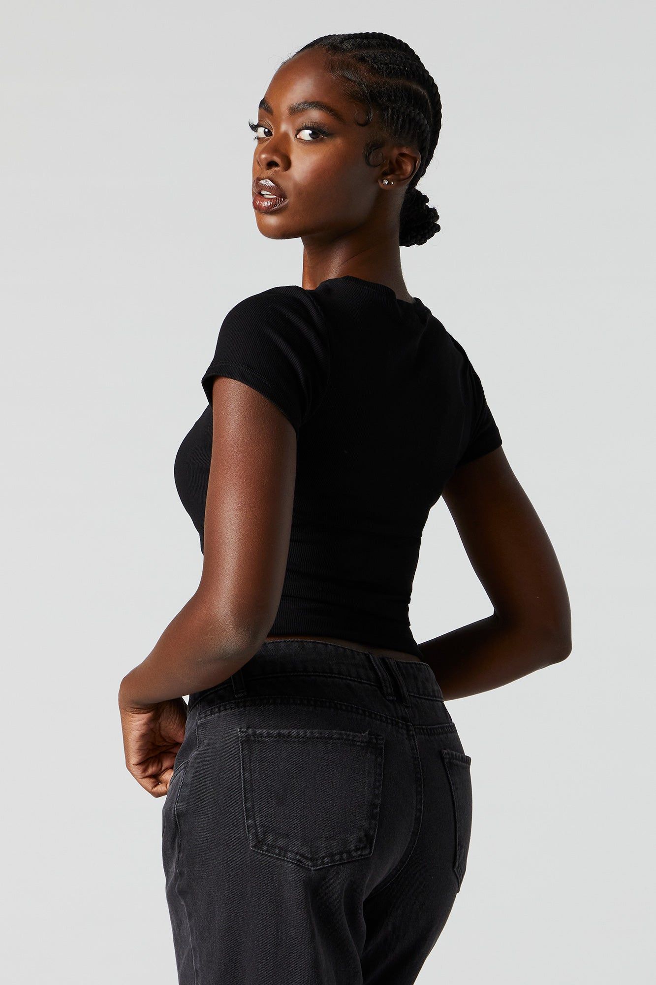 Ribbed High Neck Baby T-Shirt sold by Charlotte Russe product image thumbnail 5