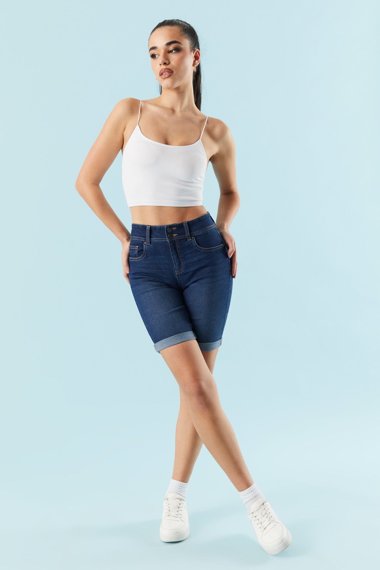 Dark Wash Bermuda Denim Short sold by Charlotte Russe product image thumbnail 3